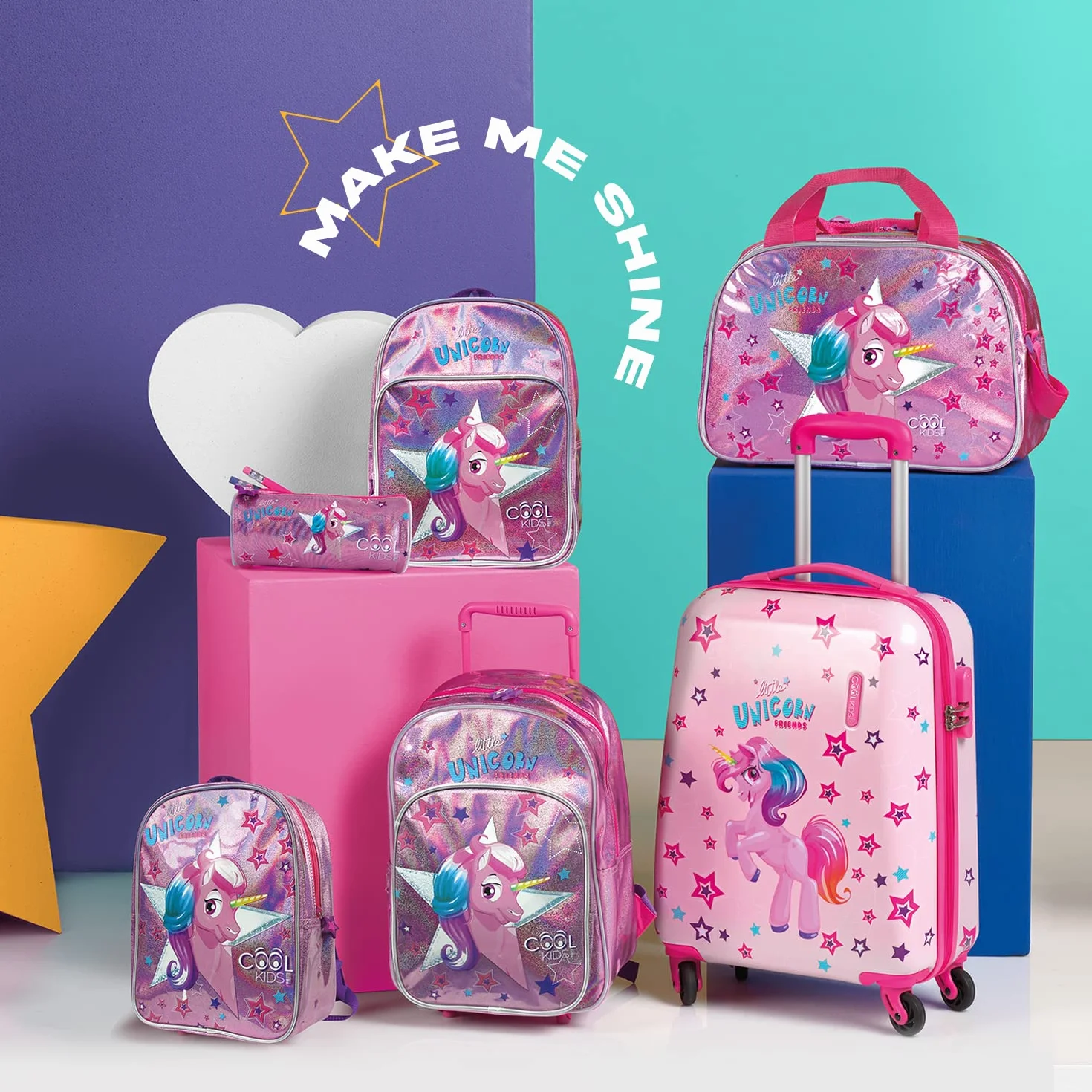PERLETTI Bolsa Deporte Niñas Bandolera Colorida Mochila Gimnasio Chicas Estrellas Reflectantes 28x41.5x21