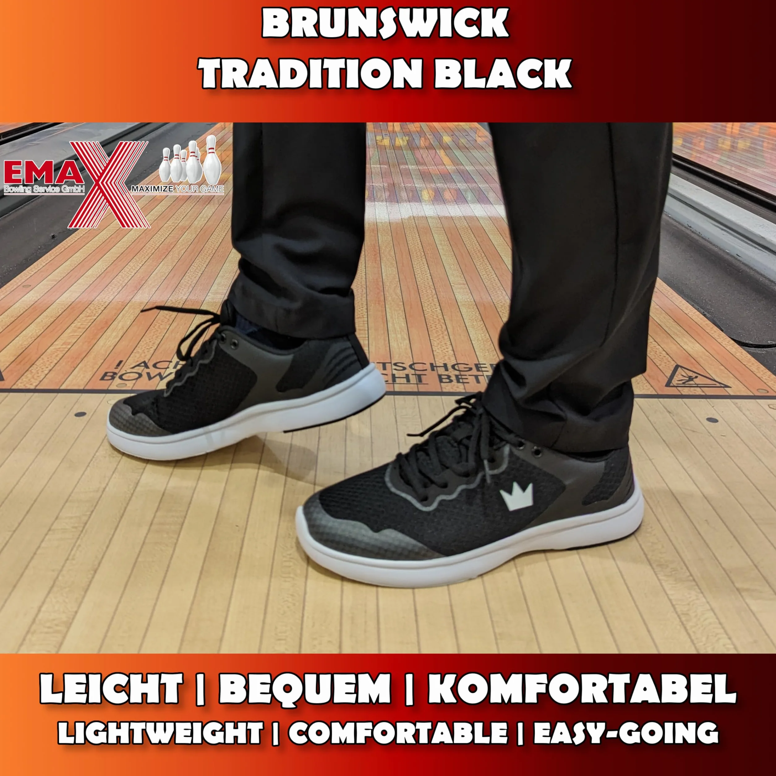 EMAX Brunswick Zapatos de bolos para hombre Tradition Black & Classic White