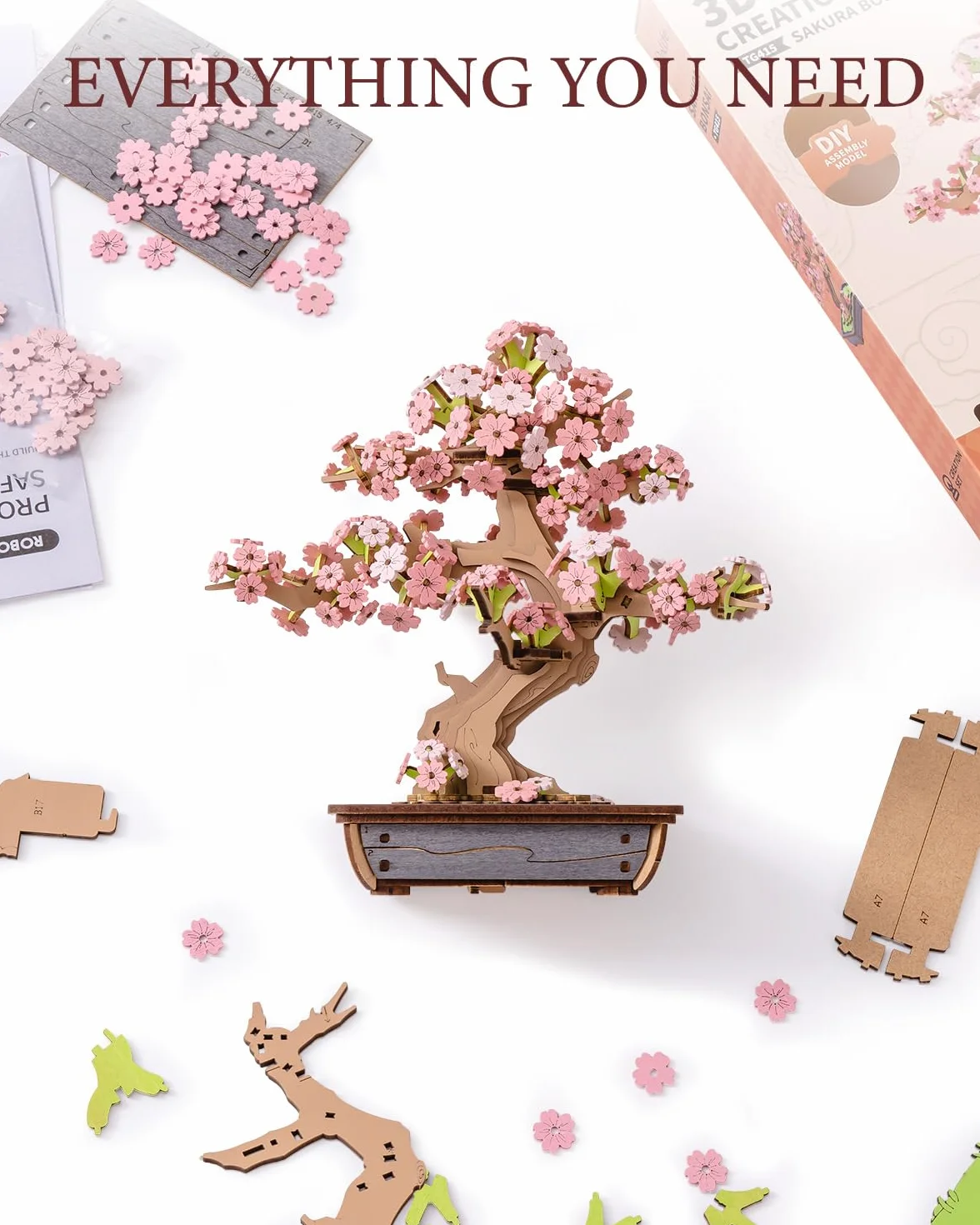 Rolife Puzzle 3D Bonsái Modelo Madera Adultos Decoración Hogar Regalo Creativo (Sakura)