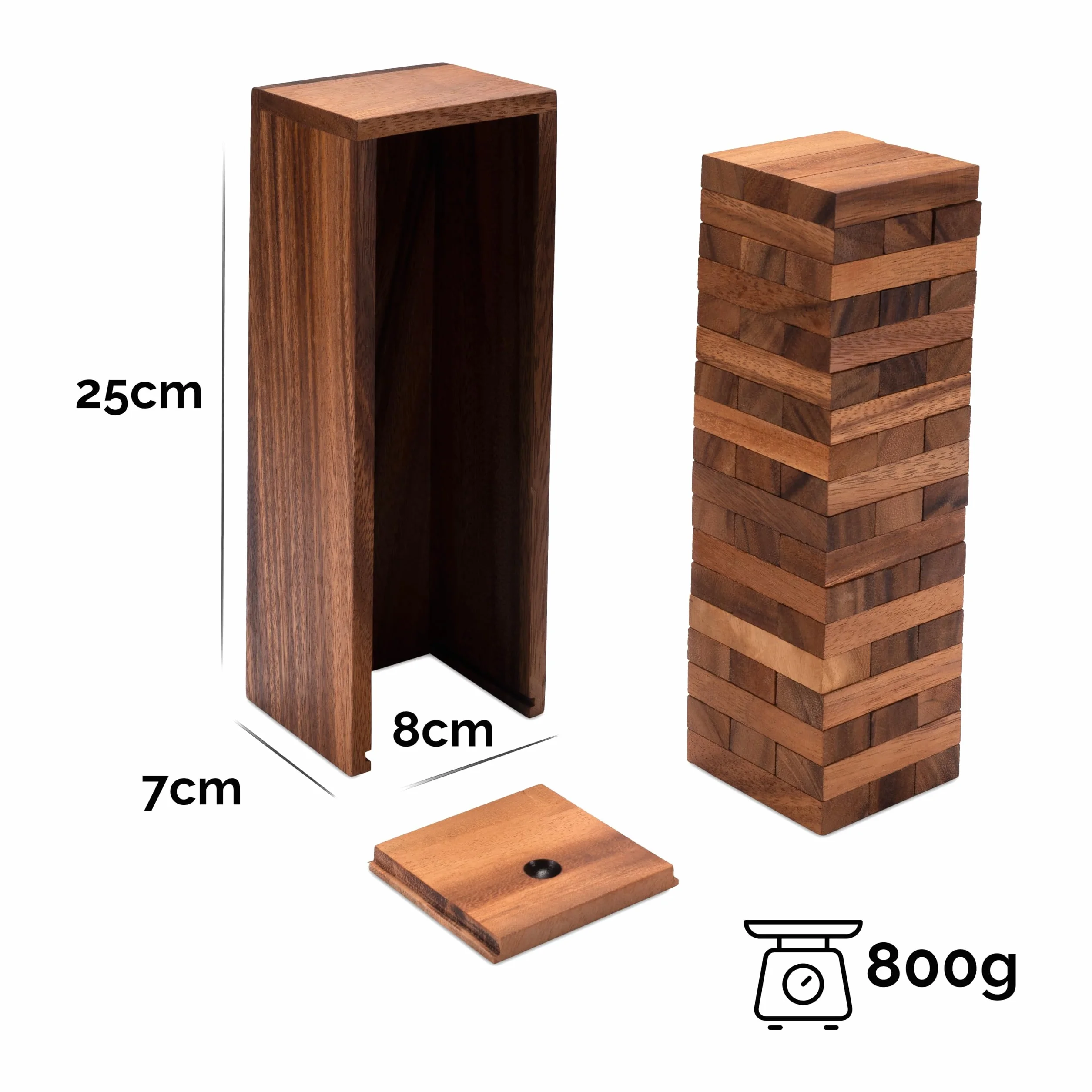LOGOPLAY Torre tambaleante tamaño. S - 23 cm de Altura - Condo - Torre de Madera - Juego de Habilidad - Juego de Tablero de Madera Marrón