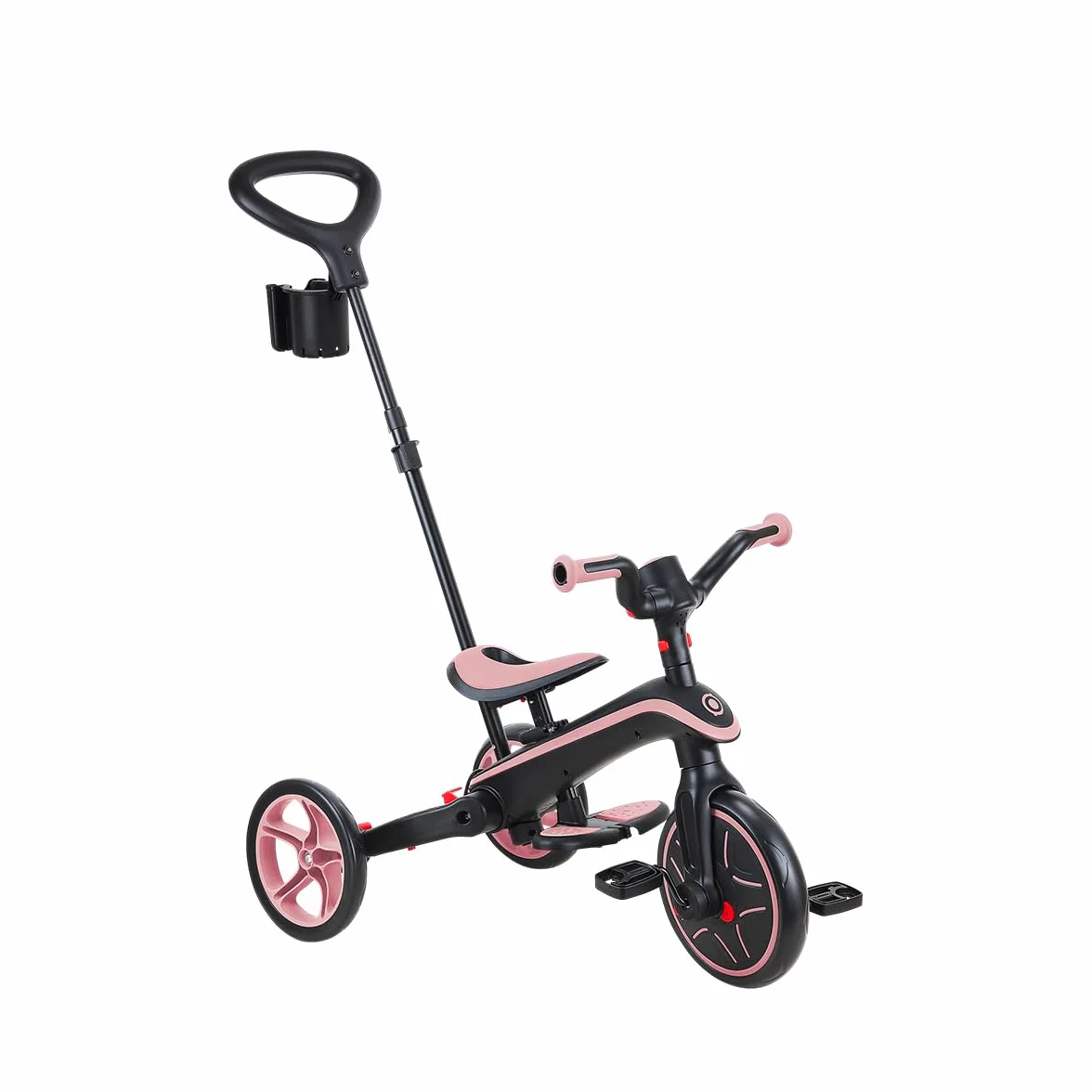 Globber Tricycle Explorer 4 en 1 - Triciclo Plegable y escalable en draisiana para niños de 10 Meses a 5 años - Pastel Rose