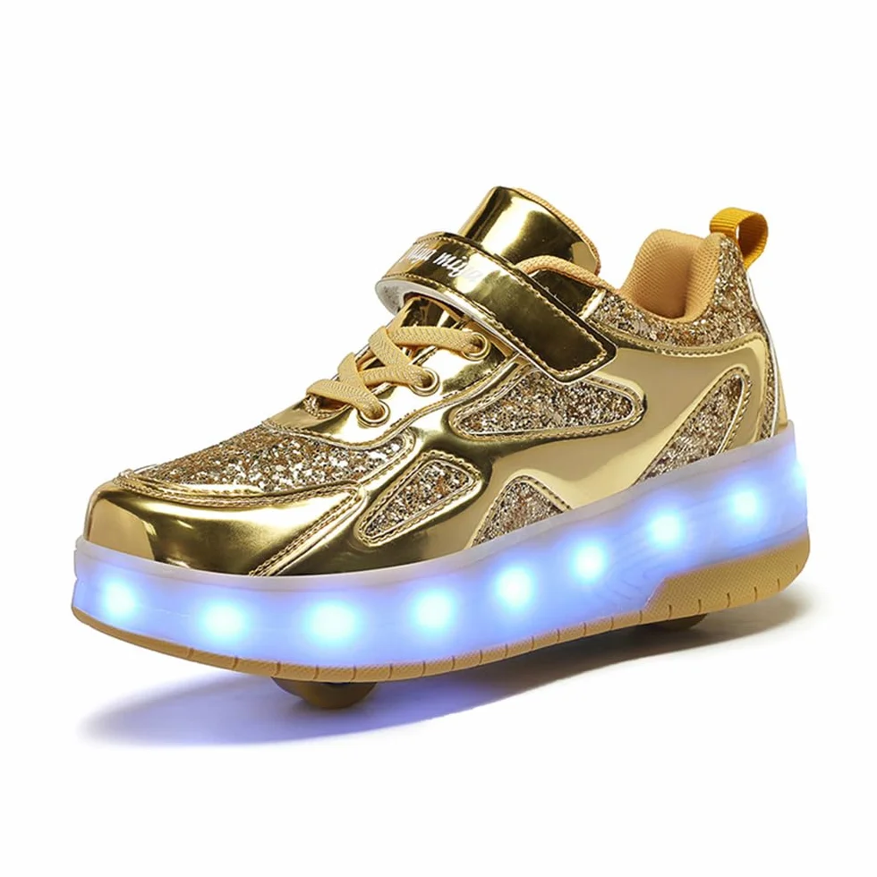 Zapatos con Ruedas para Niña y Niño Patines Retráctiles 2 Ruedas Zapatillas Deportivas al Aire Libre 29-40 EU