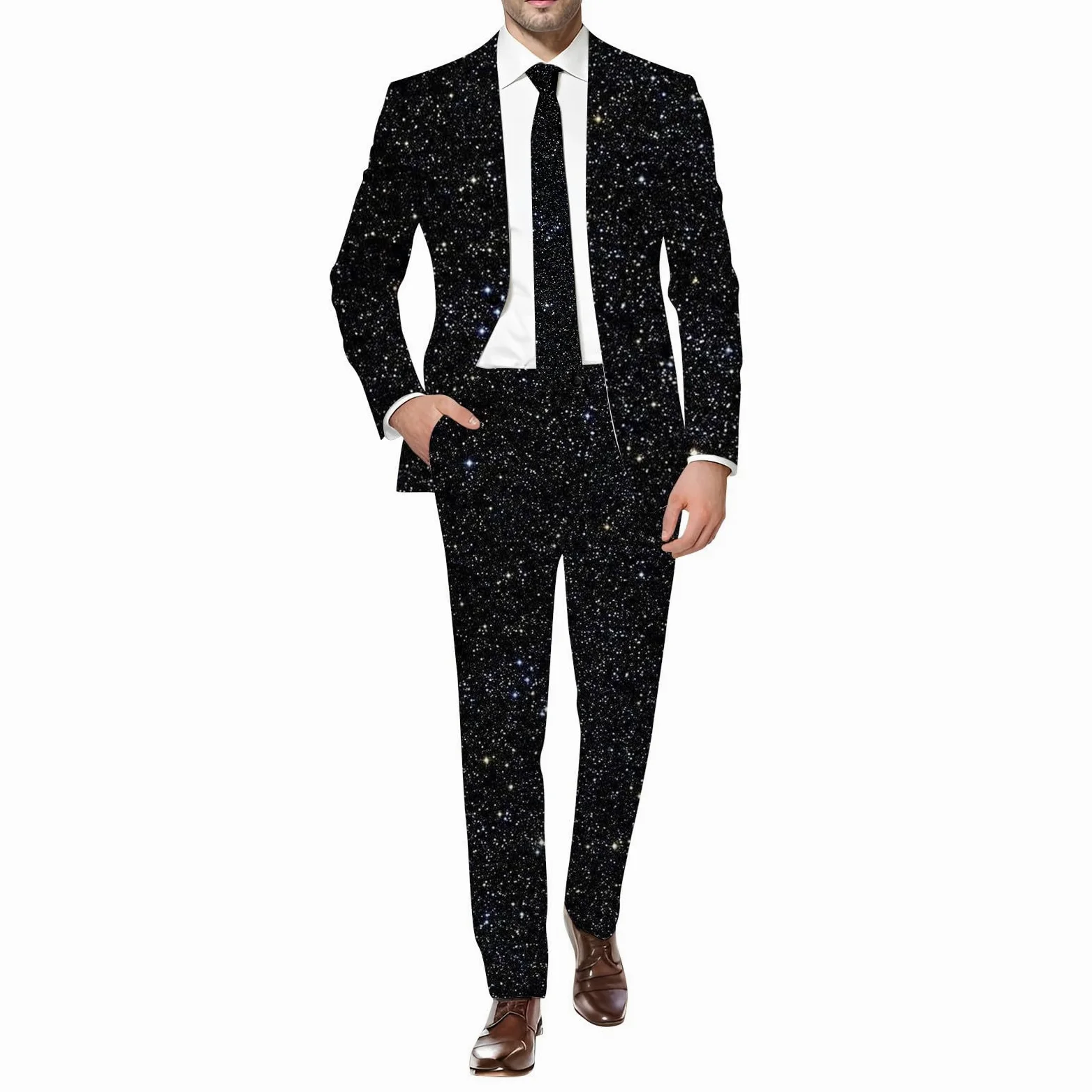 Generisch 2026 Disfraz de Carnaval Hombres Carnaval 3D Digital Impreso Conjunto de Traje de Negocios Ligero Traje de Negocios Chaqueta Pantalones Conjunto