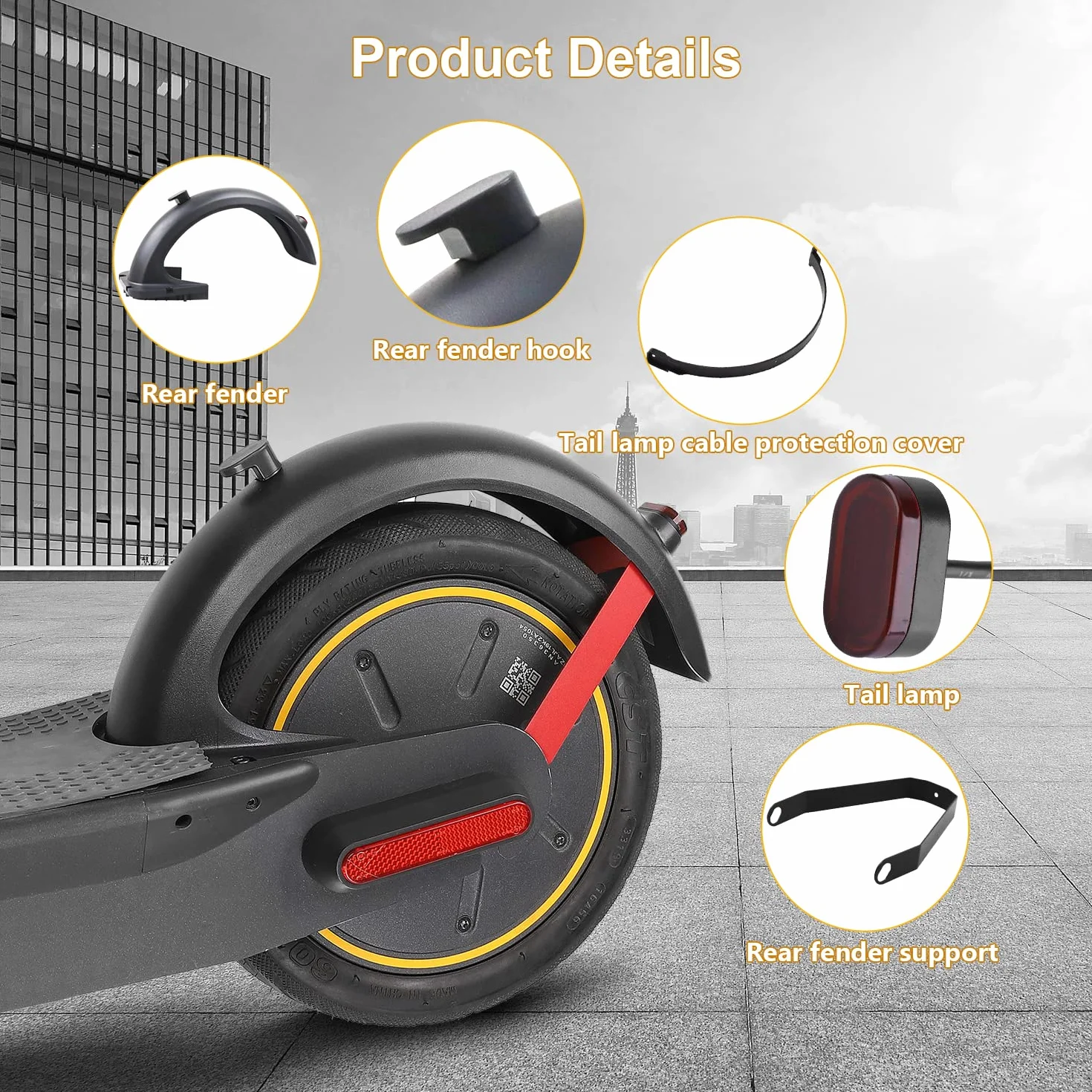 Segway Ninebot MAX G30 Juego de Accesorios para Guardabarros Trasero con Soporte