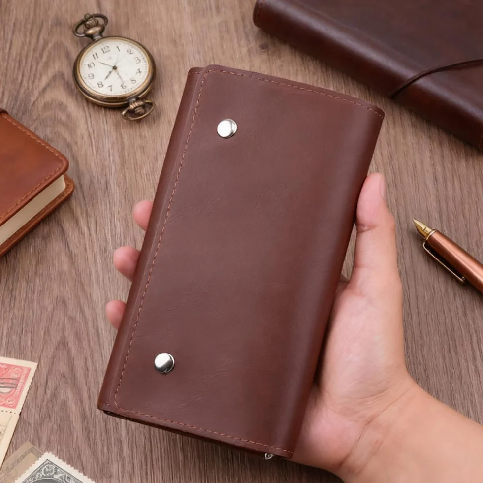 Estuche Protector de Cuero Sintético para Naipes, con Botón A Presión, Multiusos, Compatible con Billeteras, Organizador de Monedas Hecho A Mano para Póker, Bridge, Juegos de Mesa, Viajes