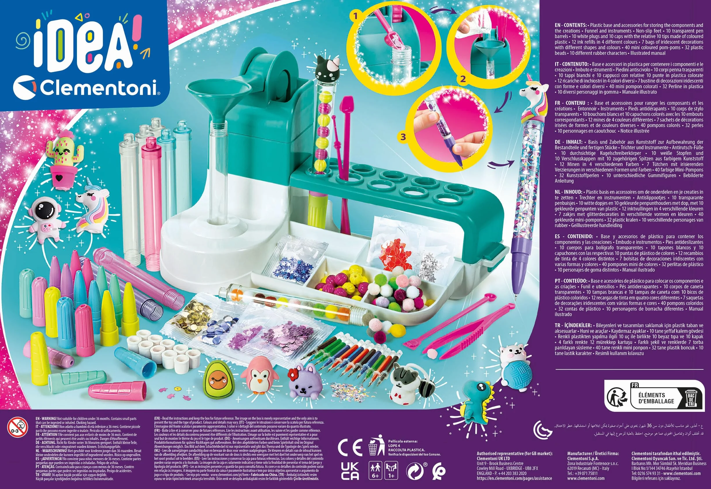 Clementoni - 18779 - Idea - Taller De Los Bolígrafos - Un Set Perfecto Para Hacer Tus Propias Bolígrafos, Juego Creativo, Juego Para Manualidades, Juguete 6 Años