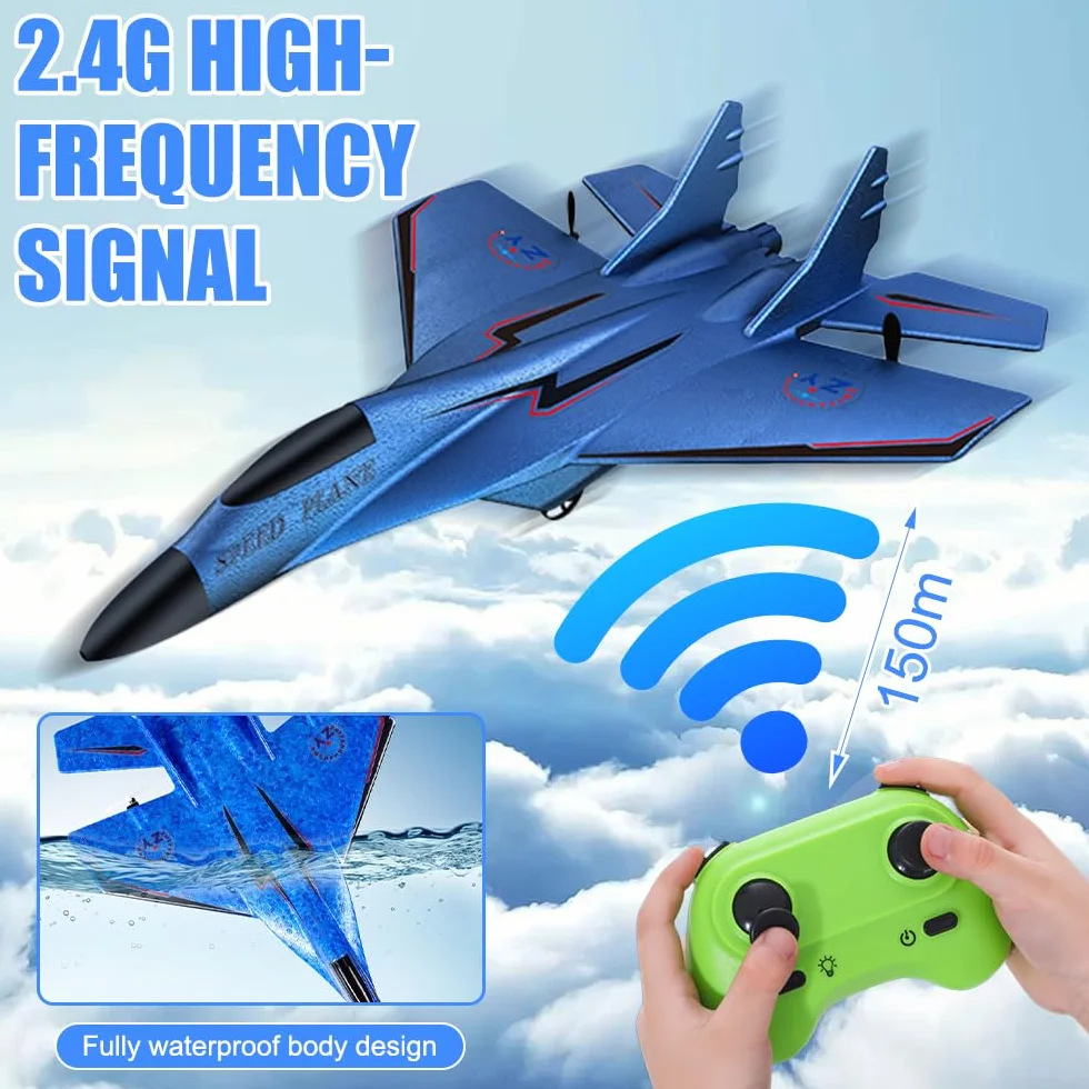 Avión teledirigido 2CH, 2,4 GHz, avión teledirigido, juguete de poliestireno con luz LED, aviones teledirigidos con control remoto y carga USB, avión RC para adultos