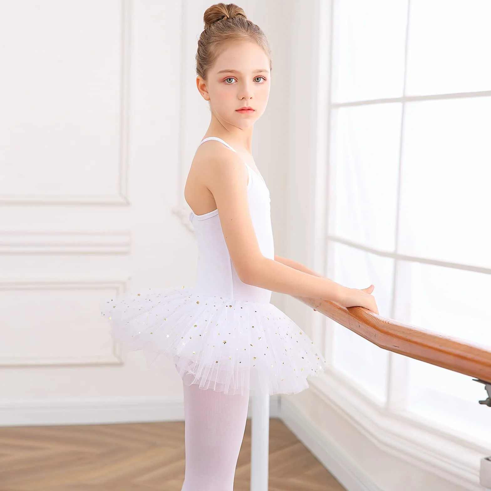 Bezioner Maillot de Danza Tutú Vestido de Ballet sin Mangas Algodón Body Clásico para Niñas