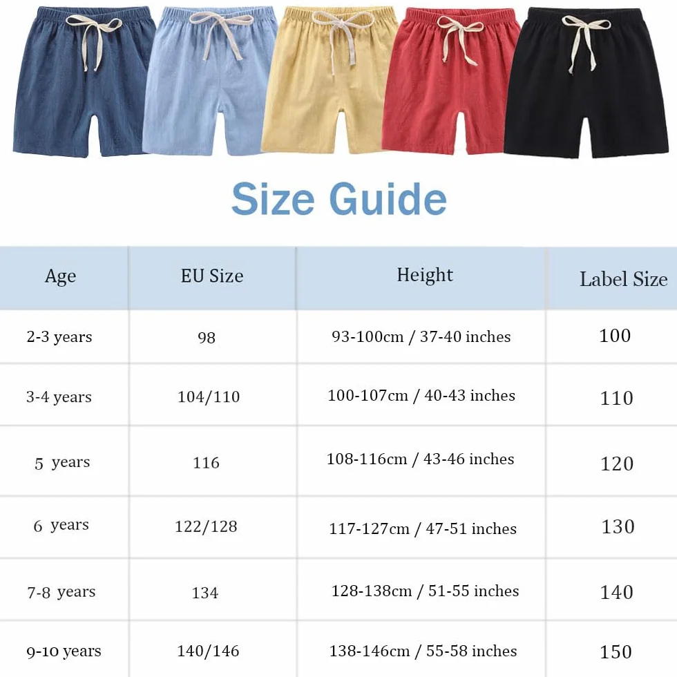 FedMois Pantalones Cortos Algodón Cintura Elástica Niño Pack 4