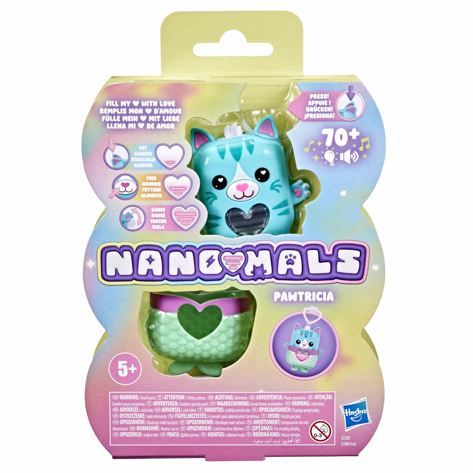Hasbro Nano-mals, Pawtricia la gatita Azul, Mascota electrónica de Tipo Fidget
