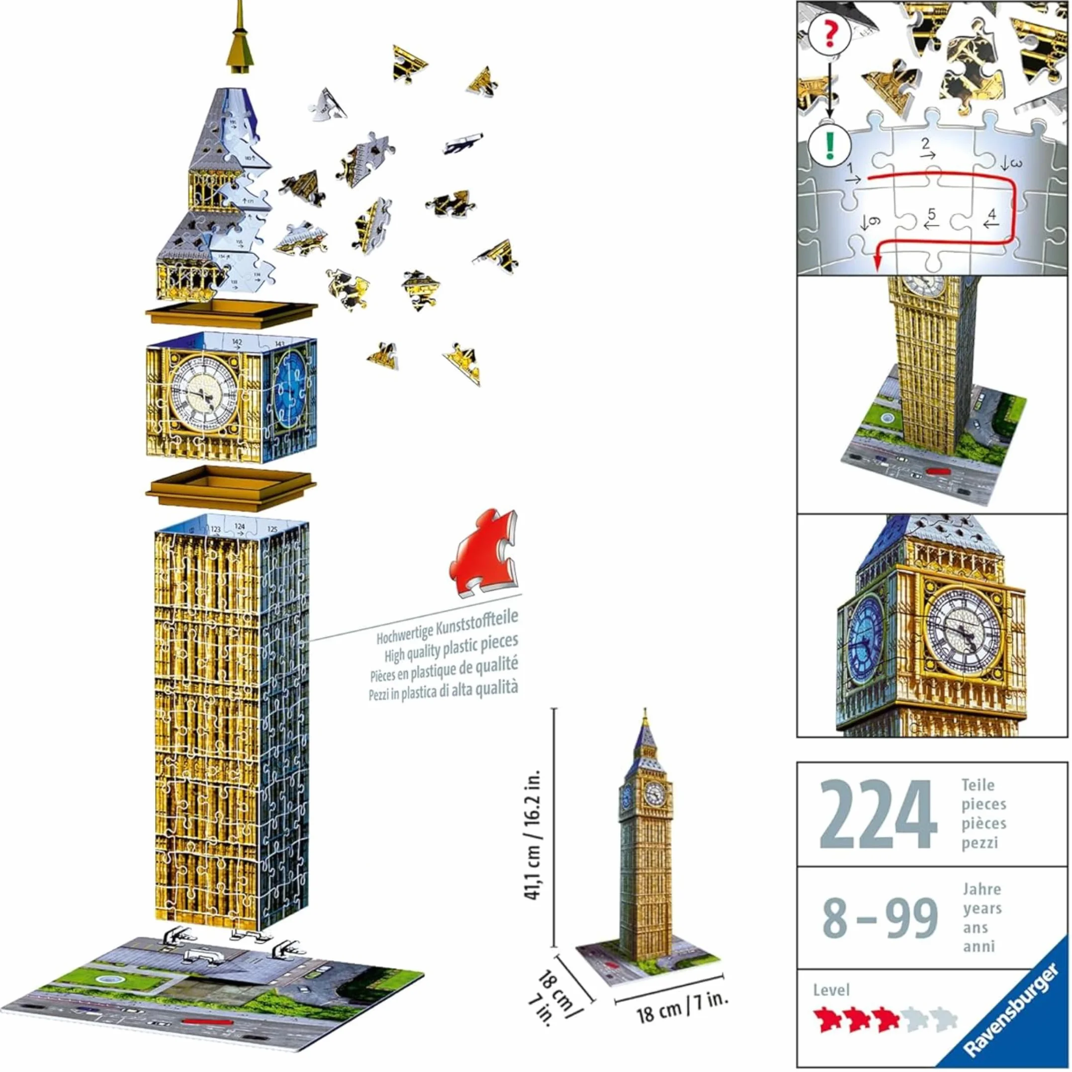 Ravensburger Puzzle 3D Adultos Big Ben 216 Piezas Maquetas para Montar Regalos Niños 8 Años