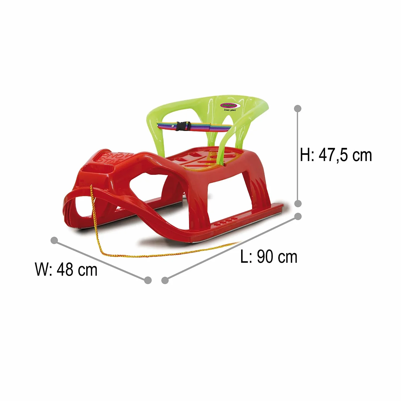 Jamara 460366 - Snow Play Trineo con Respaldo Snow-Star 90 cm Rojo – Protección contra vuelcos, Ligero