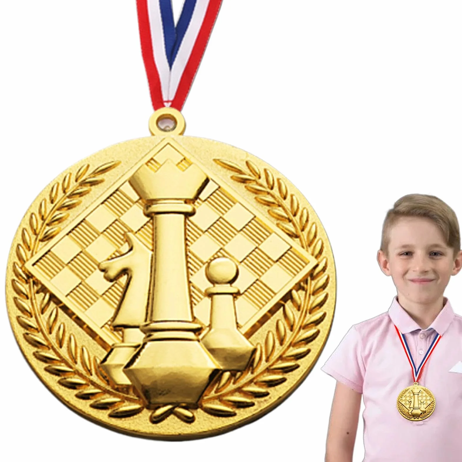 Medallas de ajedrez en relieve de oro para niños premios trofeo regalo