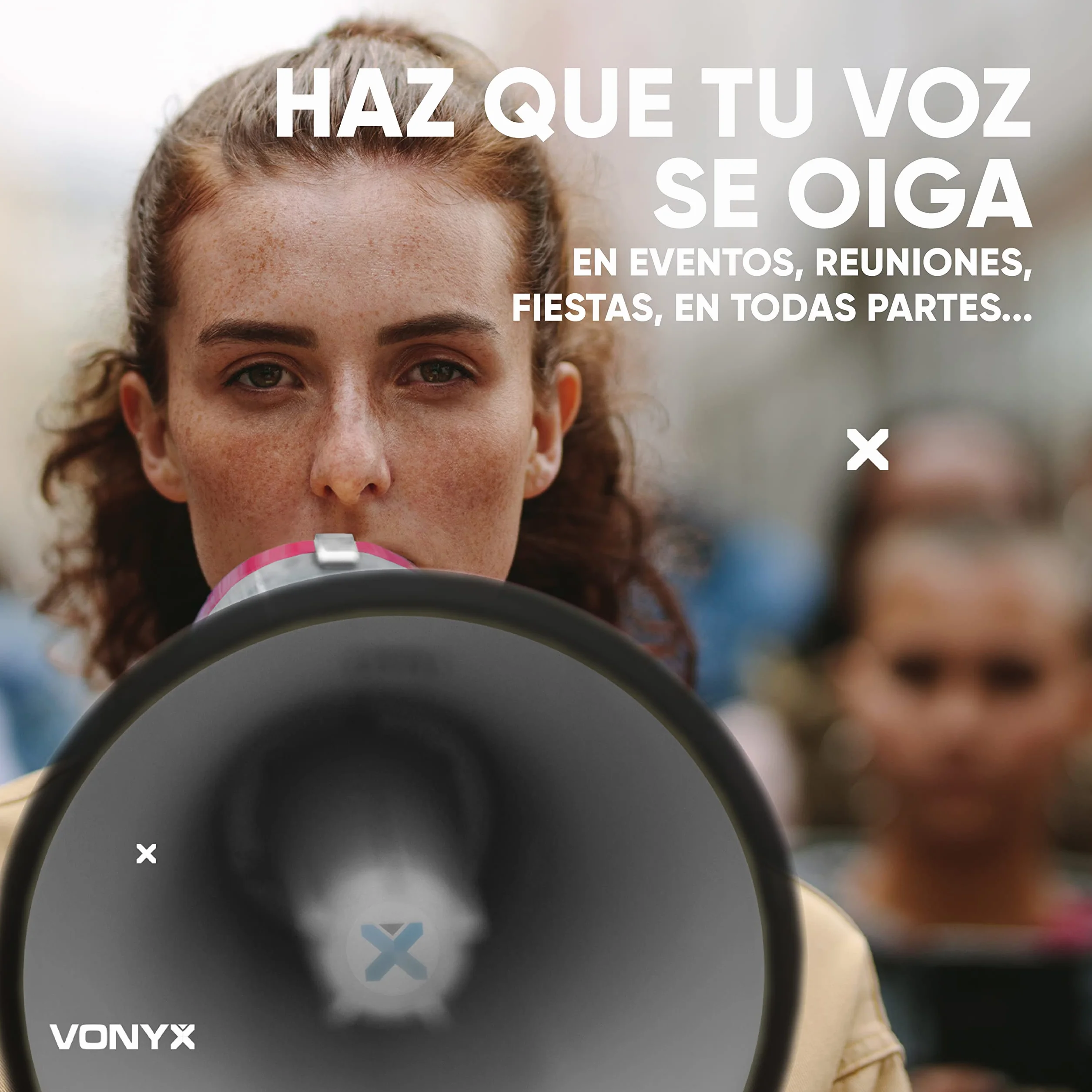 Vonyx Megáfono Portátil 55W 60W 65W Grabación 1,2 km Micrófono Extraíble Reproductor MP3 USB Correa Hombro