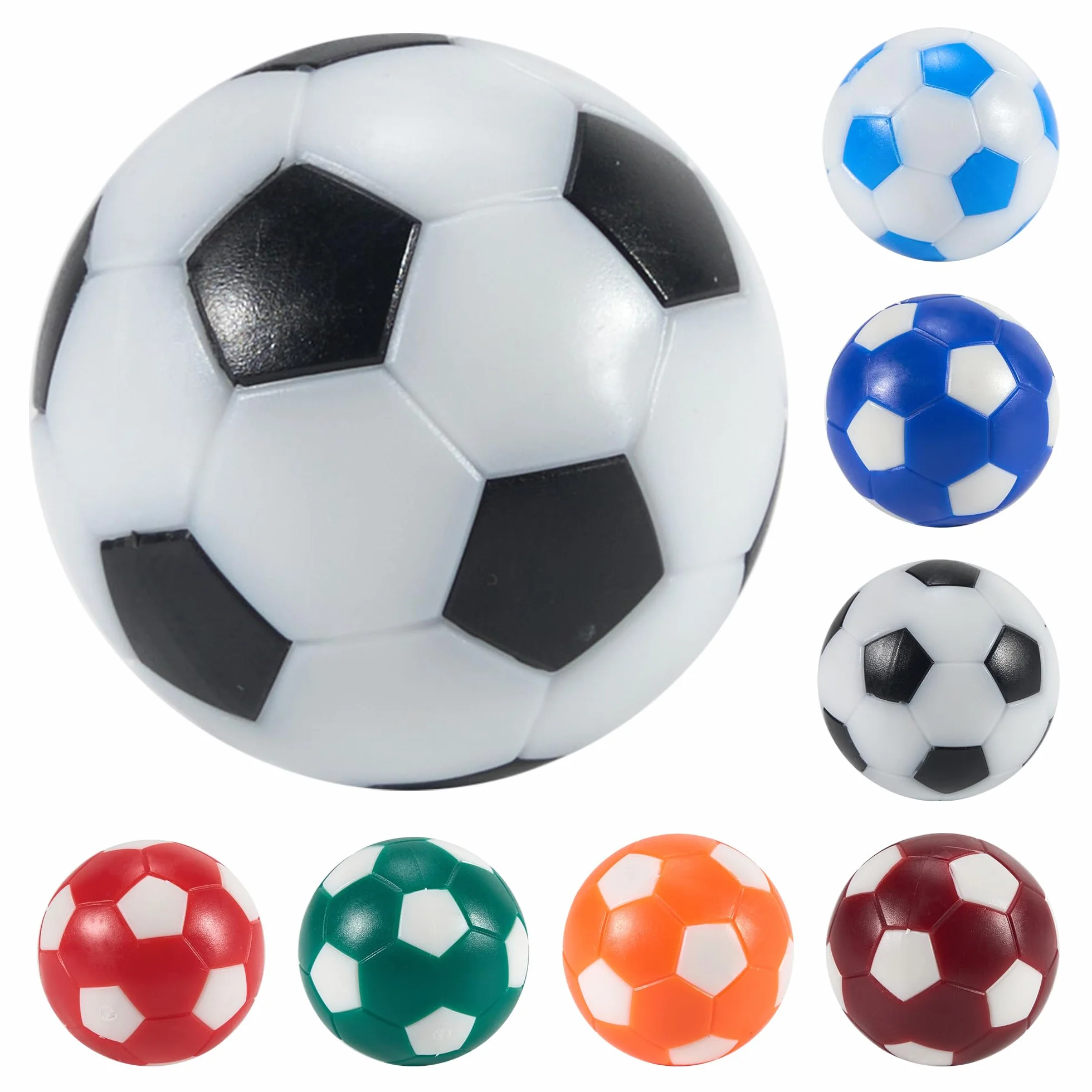8 Piezas Bolas de Fútbol 32 mm en HIPS, Resistentes y Coloridas para Futbolín de Mesa, Colores Surtidos