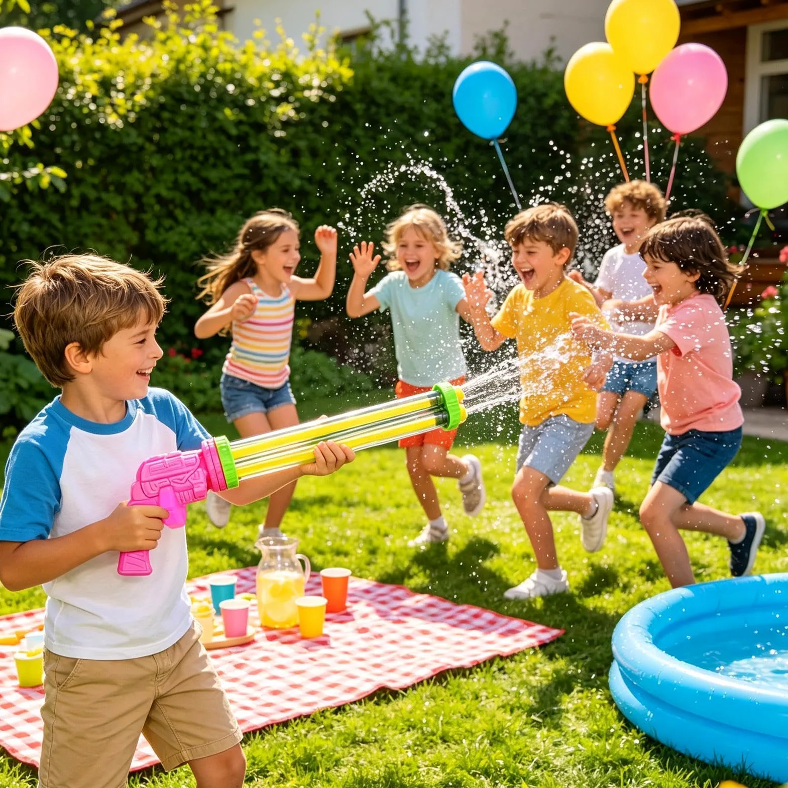 Lanzador de Agua Infantil Juguete Veraniego Exterior Multitubo Extraíble | Juguetes Combate Acuático Infantiles Niños Adultos Cumpleaños Parque Camping Jardín Césped Patio Trasero Reuniones