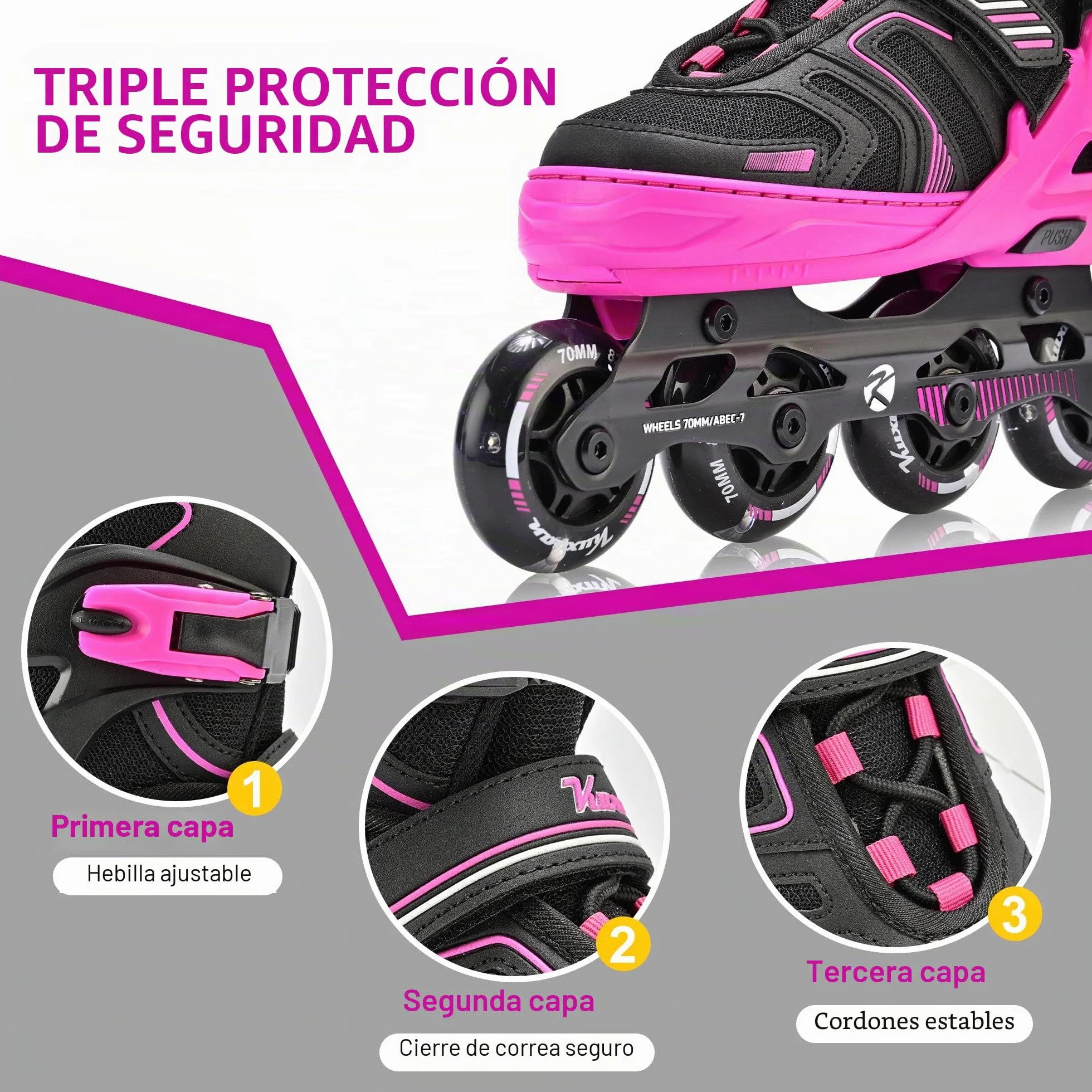 Kuxuan Patines en Línea Ajustables para Niños con Ruedas Luminosas