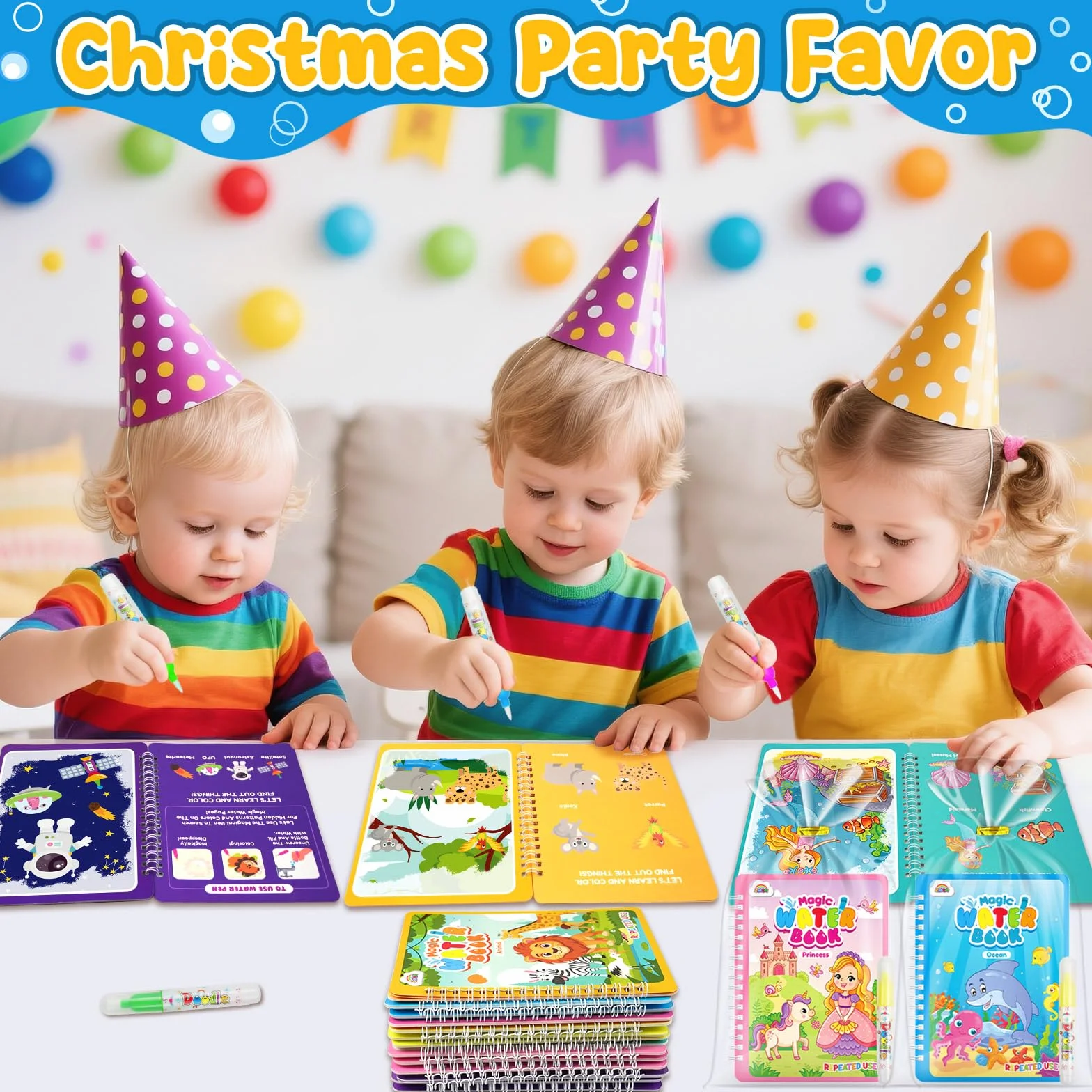 ZMLM 24 Libros de Colorear Magico Agua, Reutilizable Libro Colorear para 3-5 Años Detalles Cumpleaños Niños - Bolsitas cumpleaños infantiles - Regalos Cumpleaños Niños Colegio (Clásico)