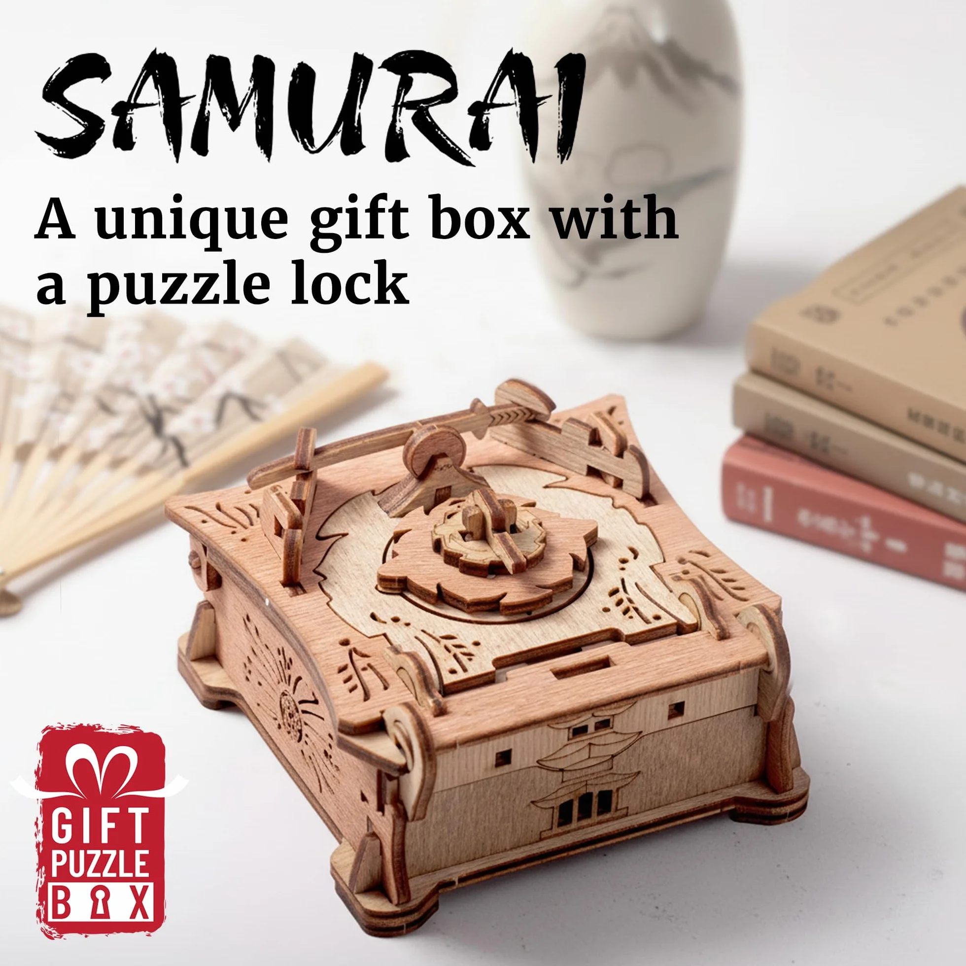 iDventure Caja de rompecabezas Samurai | Embalaje de regalo complicado | Rompecabezas 3D para adultos | Juego de sala de escape | Rompecabezas mental | Gadget de regalo de cumpleaños para hombres y