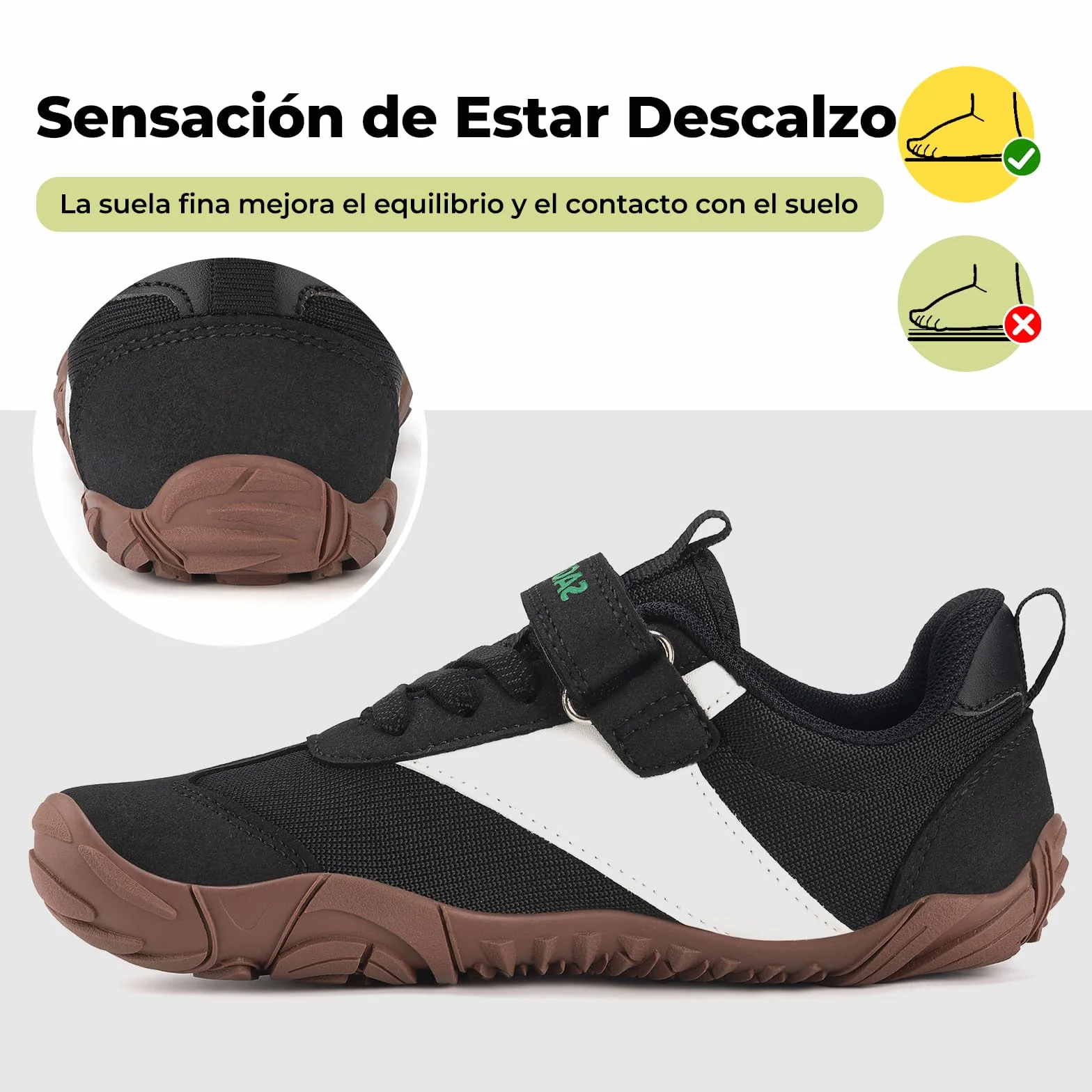 SAGUARO Zapatillas Barefoot Niños Niña Sneakers Minimalista Puntera Ancha Gr.25-36