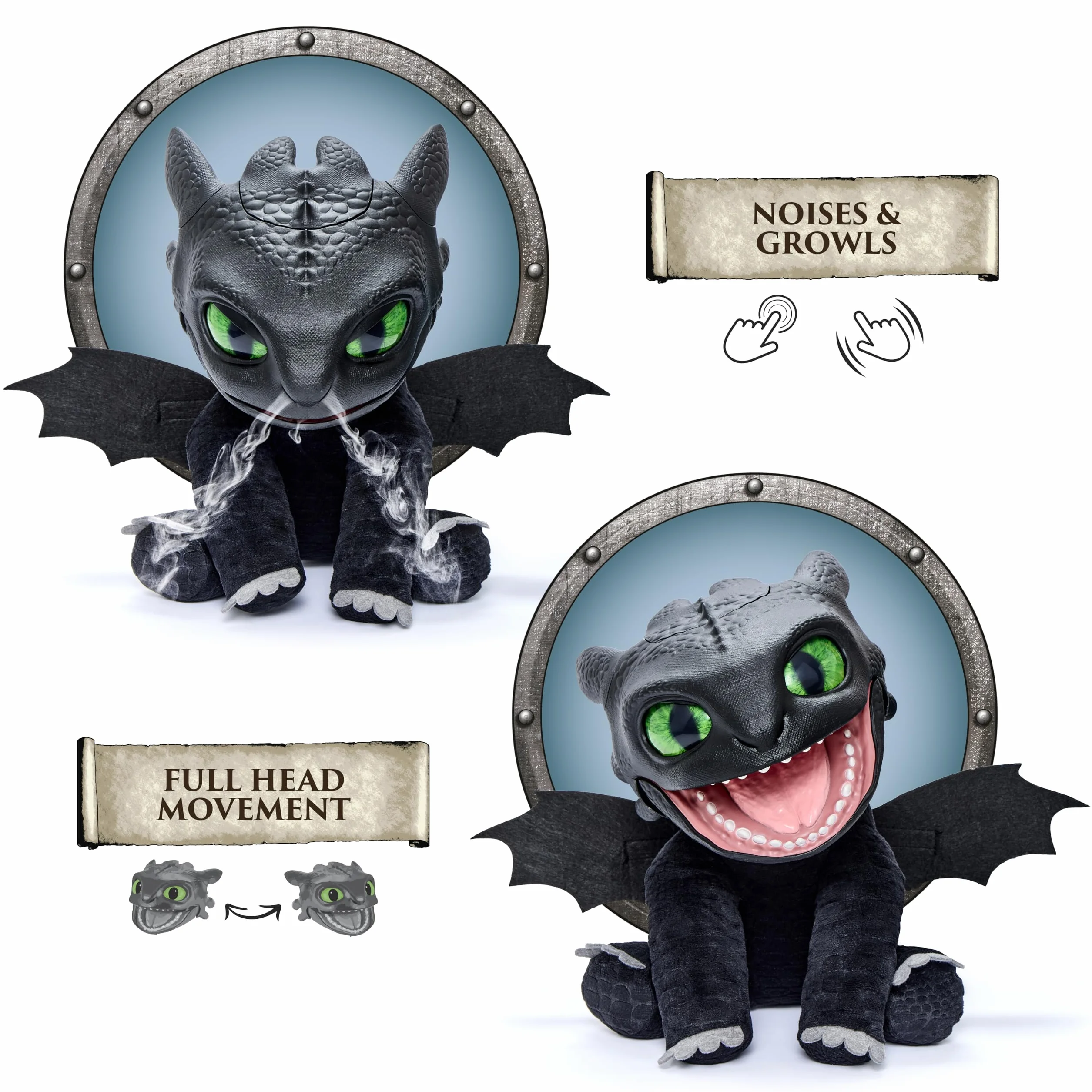 WOW! STUFF HTTYD Toothless Puppetronic de RealFX, Amazing Animatronic Toothless con certificación de Primera edición, se ve, se Siente y Suena Real!, más de 50 Combinaciones de acción y Sonido, 25,5