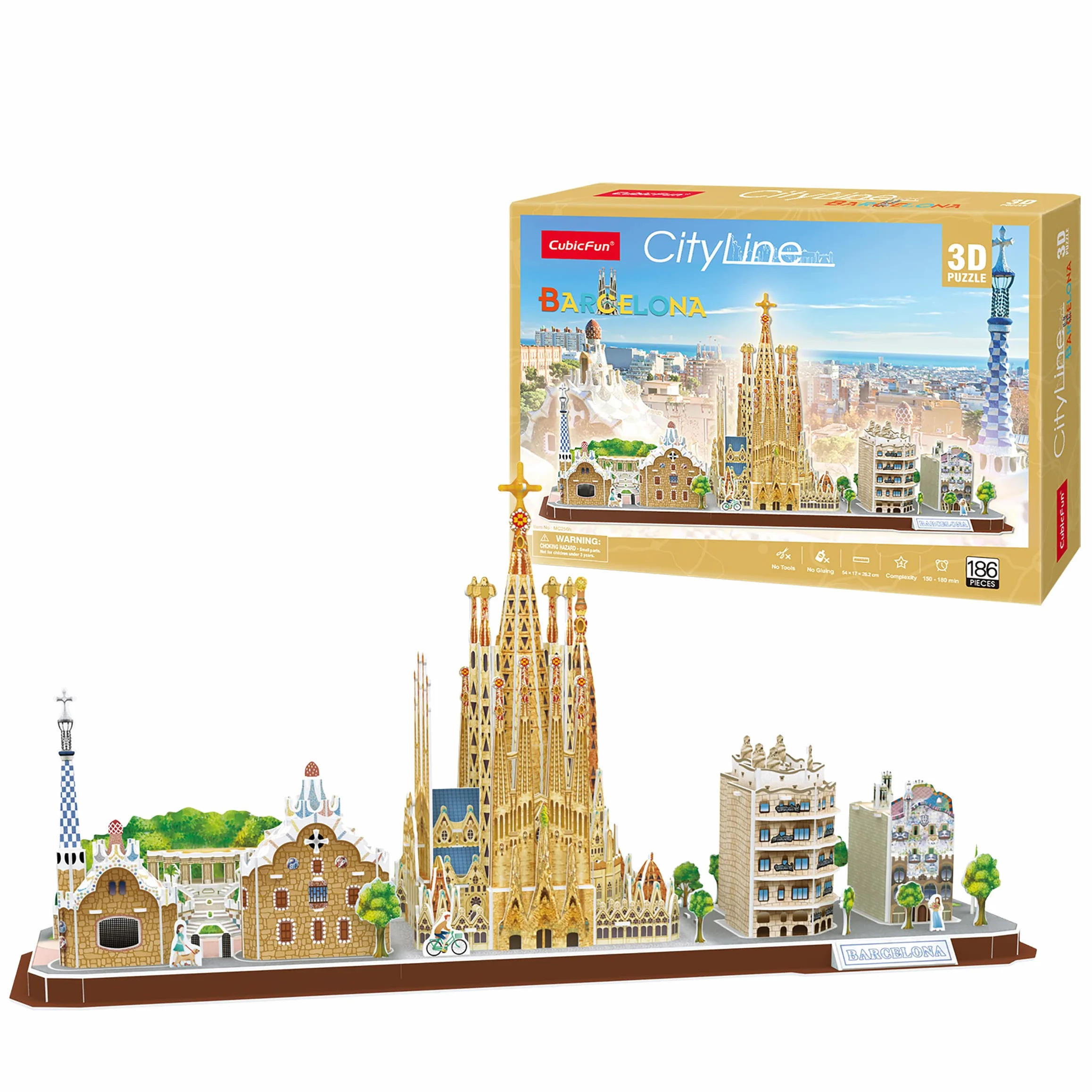 Puzzle 3D - Barcelona Cityline | Puzzle 3D Niños Y Adultos | Maquetas para Montar Y Construir | Puzzles 3D | Maquetas para Construir Adultos Y Niños | 186 Piezas | Regalo Niño 8 Años