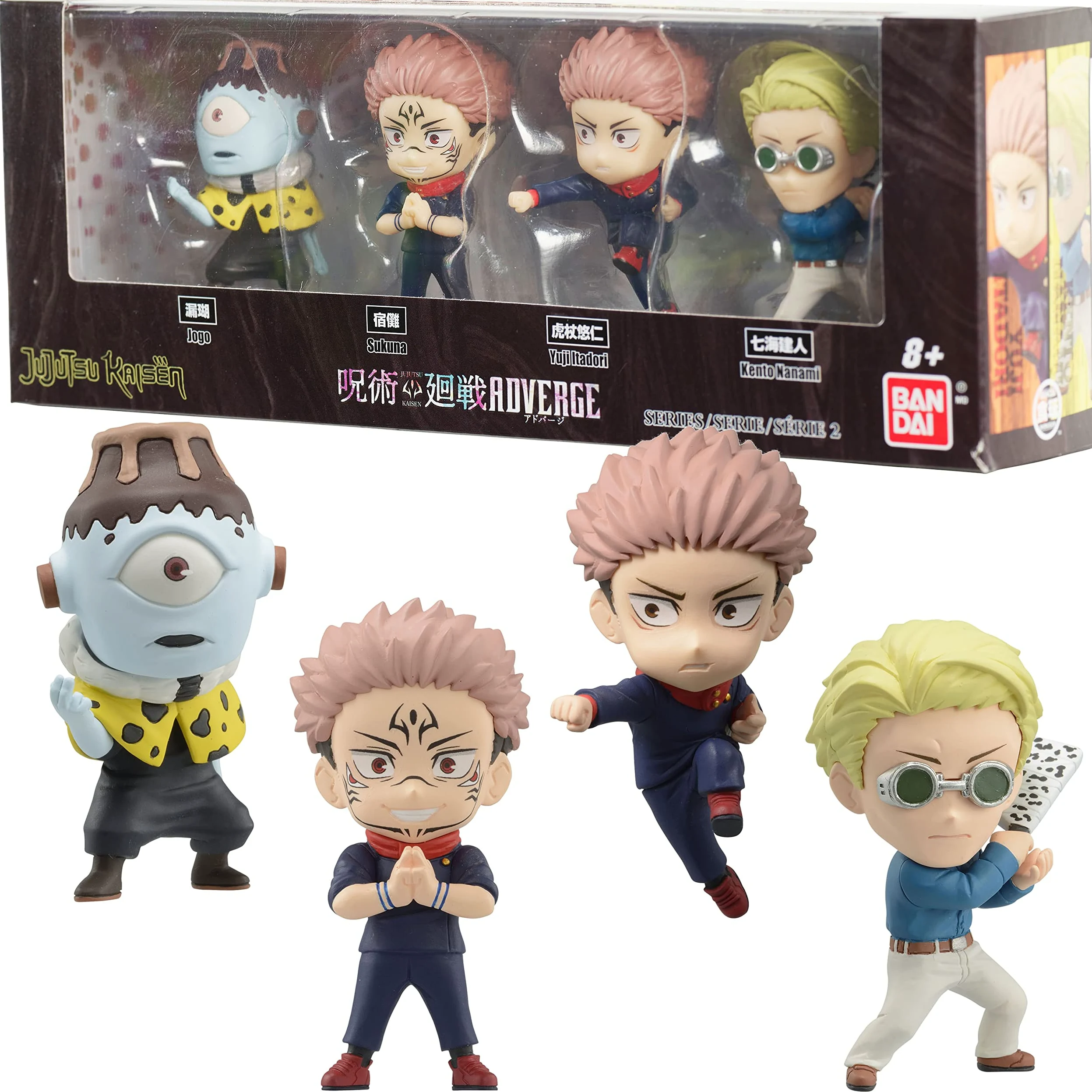 Bandai Namco - Jujutsu Kaisen Adverge Figura Set C (Yuji Itadori, Kento Nanami, Ryomen Sukuna, Jogo), Bandai Adverge Figure Box Set