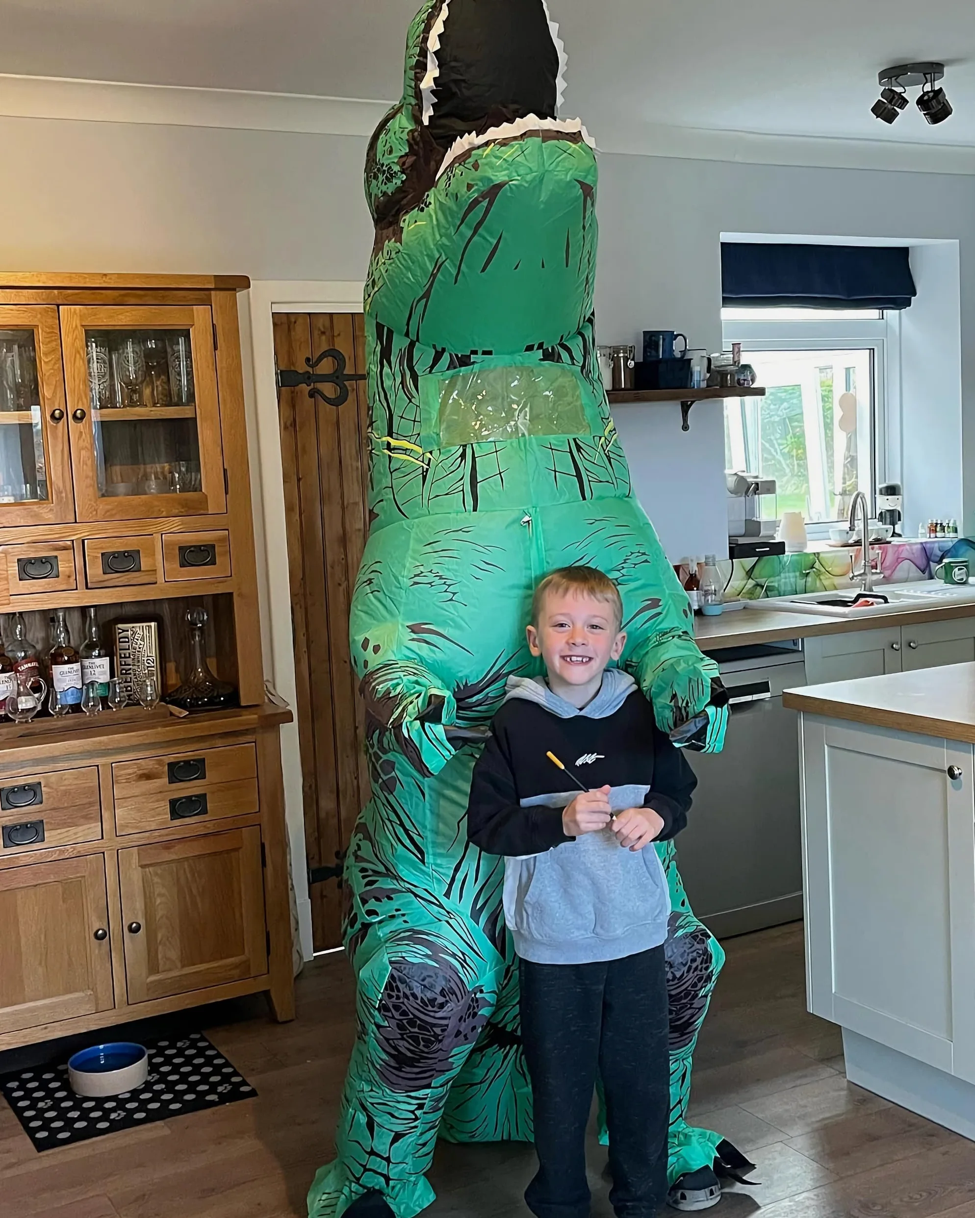 Disfraz inflable de dinosaurio para adultos, disfraz de T-Rex de cuerpo completo para fiesta de cosplay (verde)