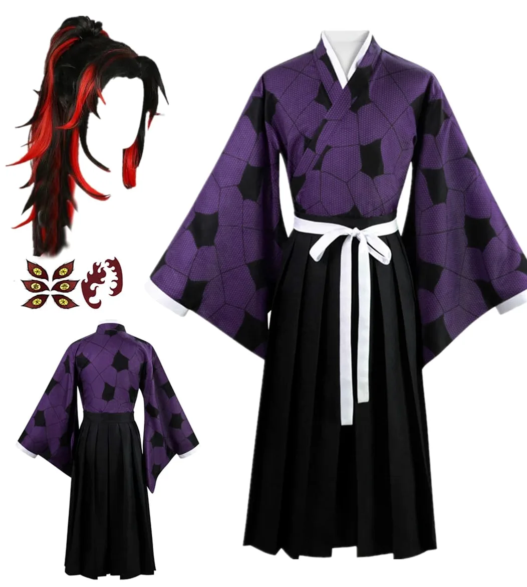 Disfraz de anime para hombre, talla de EE. UU., traje de fiesta tipo kimono morado (talla M)