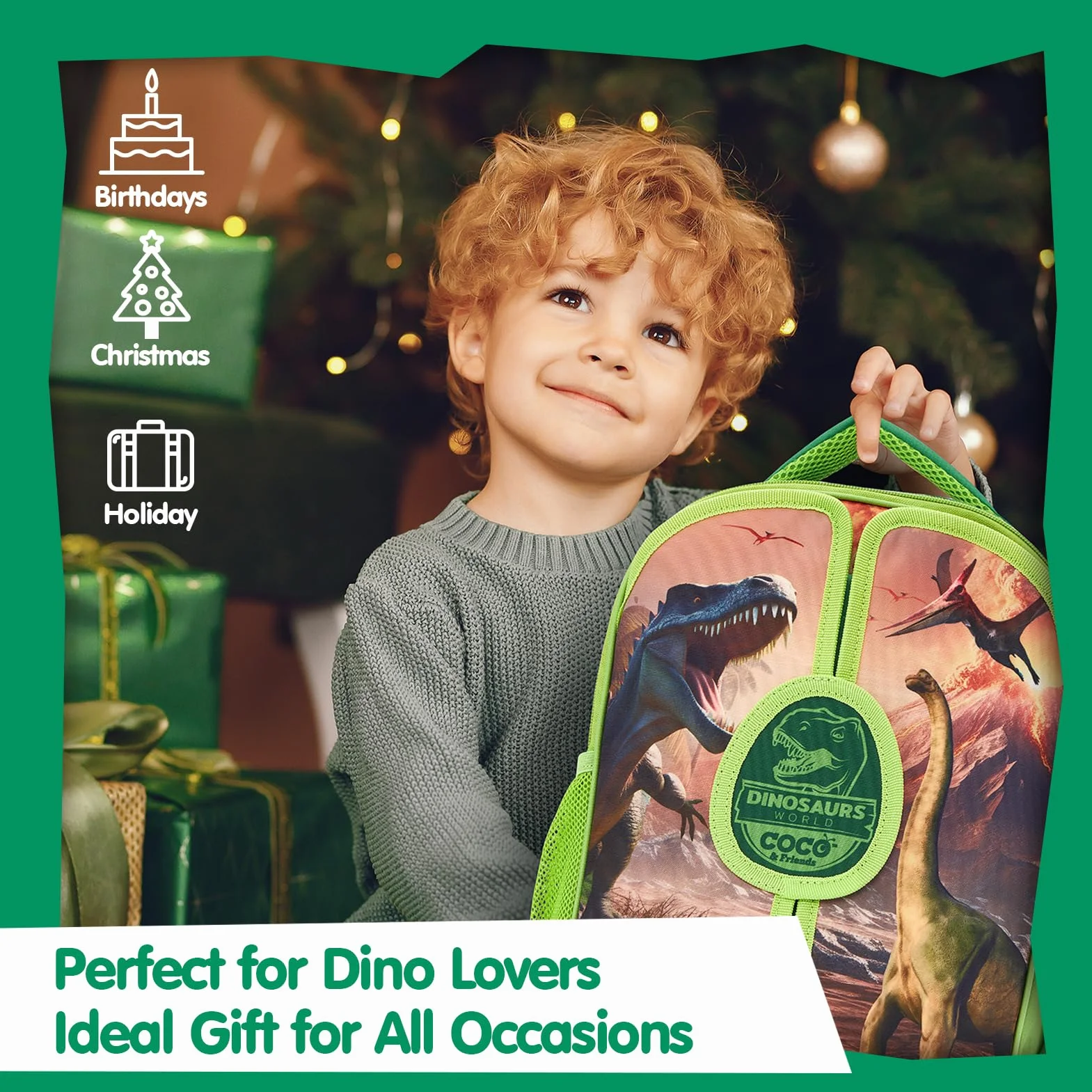 Mochila Infantil Dinosaurios 12 piezas Juguetes Niños 3-6 años COCO&Friends Cartas Tapete Juego