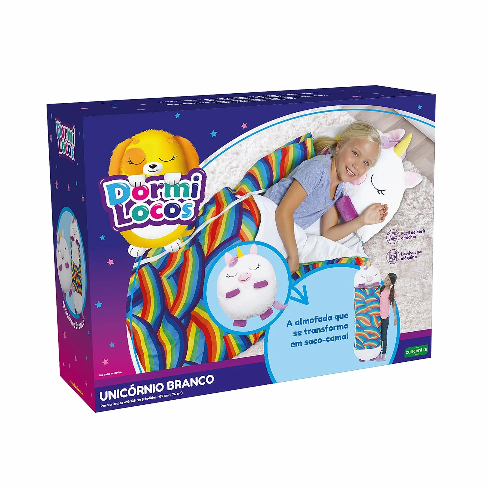 Dormi Locos - Saco de Dormir Grande - Unicornio Blanco