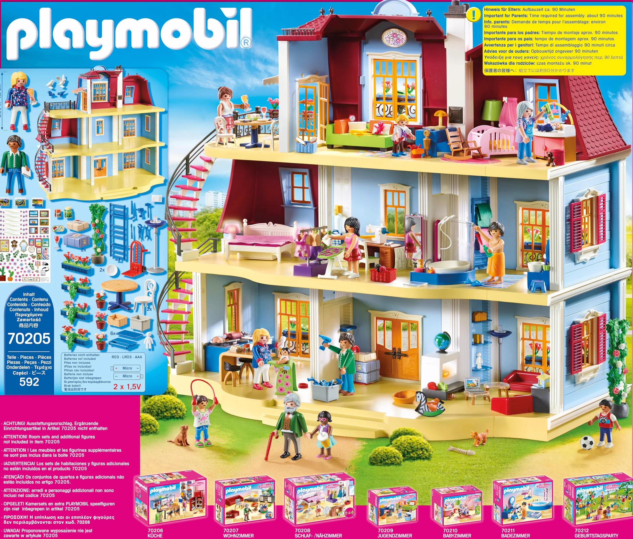 PLAYMOBIL Dollhouse 70205 Casa de Muñecas, con Timbre Real, A partir de 4 años