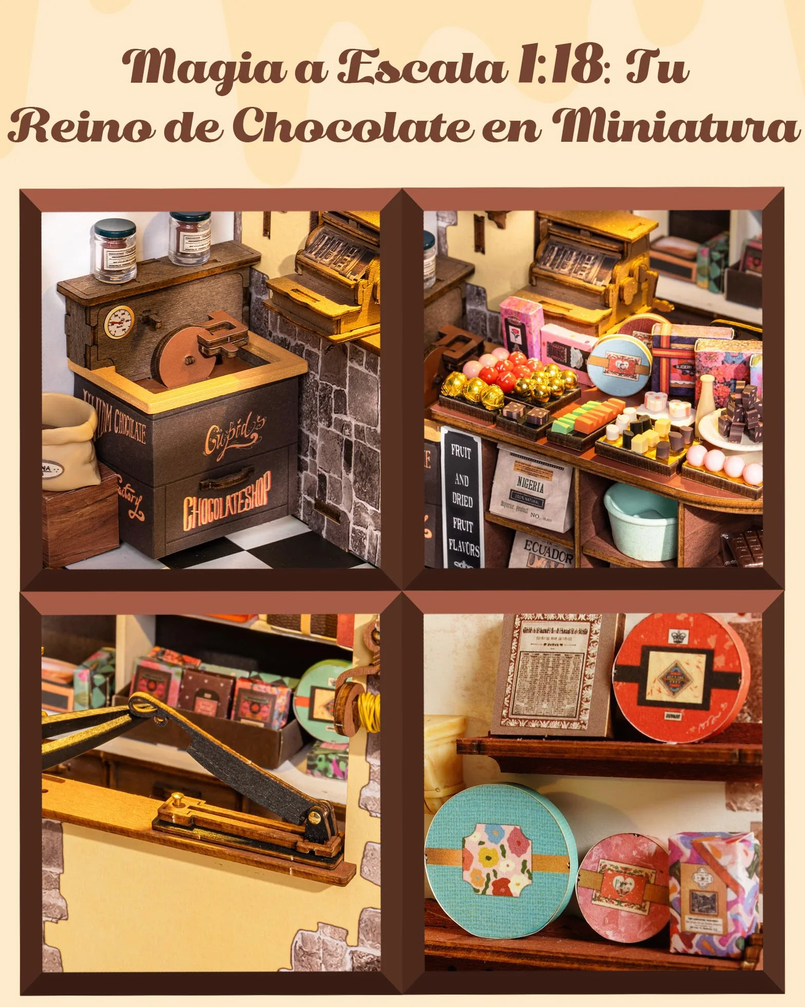 Rolife Maquetas Henry's Chocolate Shop-330 Piezas DIY Miniature House Diorama, Casas Miniaturas para Montar Puzzle 3D Madera Book Nook para Adultos Adolescentes ¡Ningún Pegamento Necesario