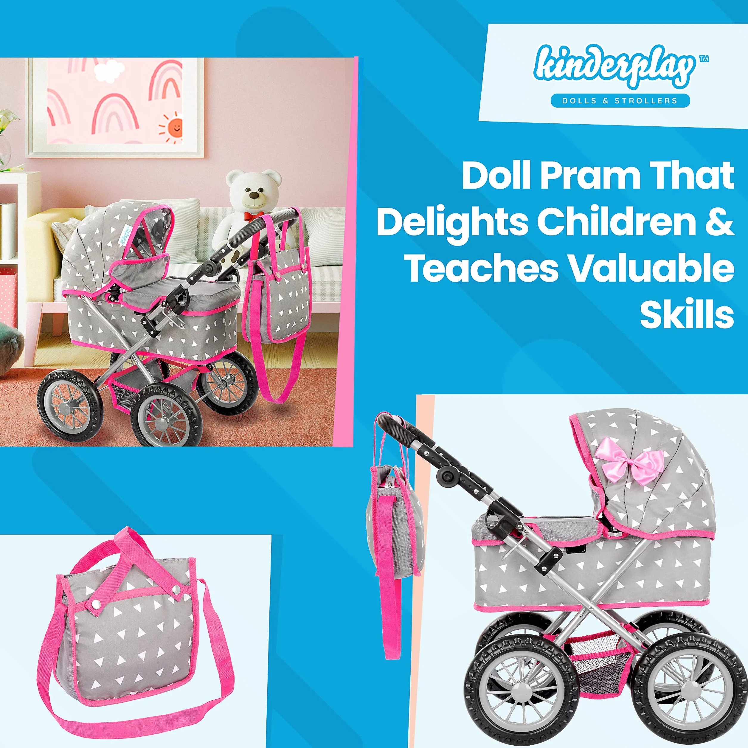 Kinderplay Cochecito para Muñecas Carrito Bebe Juguetes