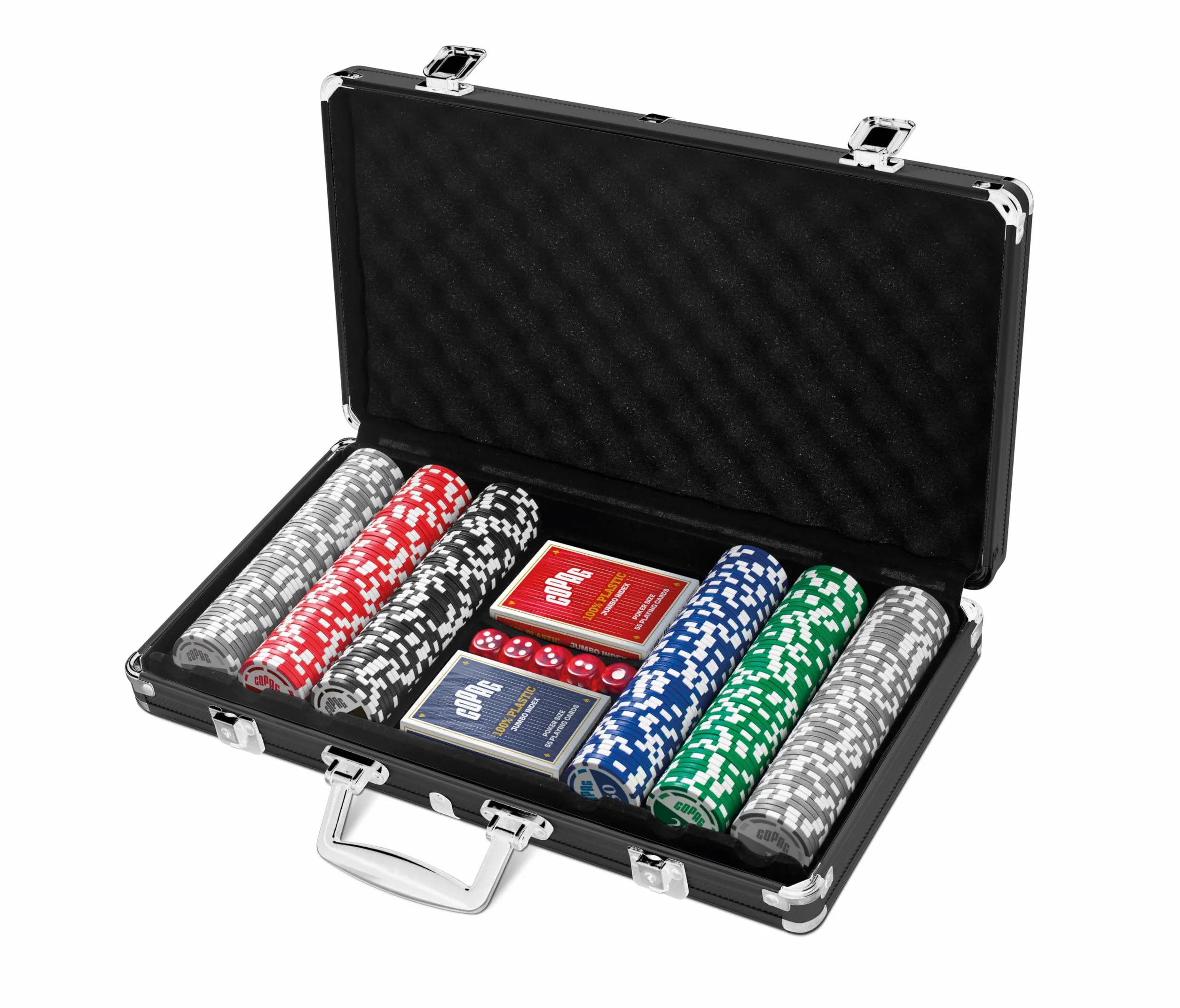 Copag Poker Set 300 fichas y 2 Barajas 100% Plástico Calidad Casino
