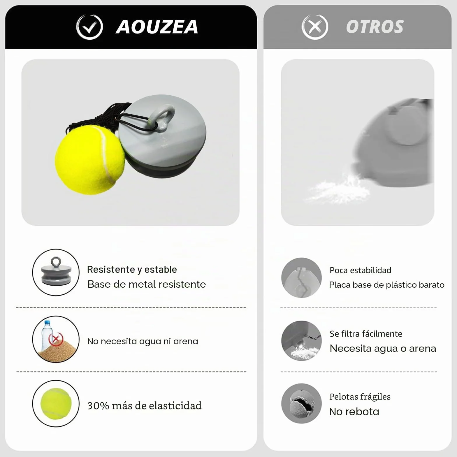 Dispositivo de Entrenamiento de Tenis con Base Metálica de 1,2 kg para Exteriores
