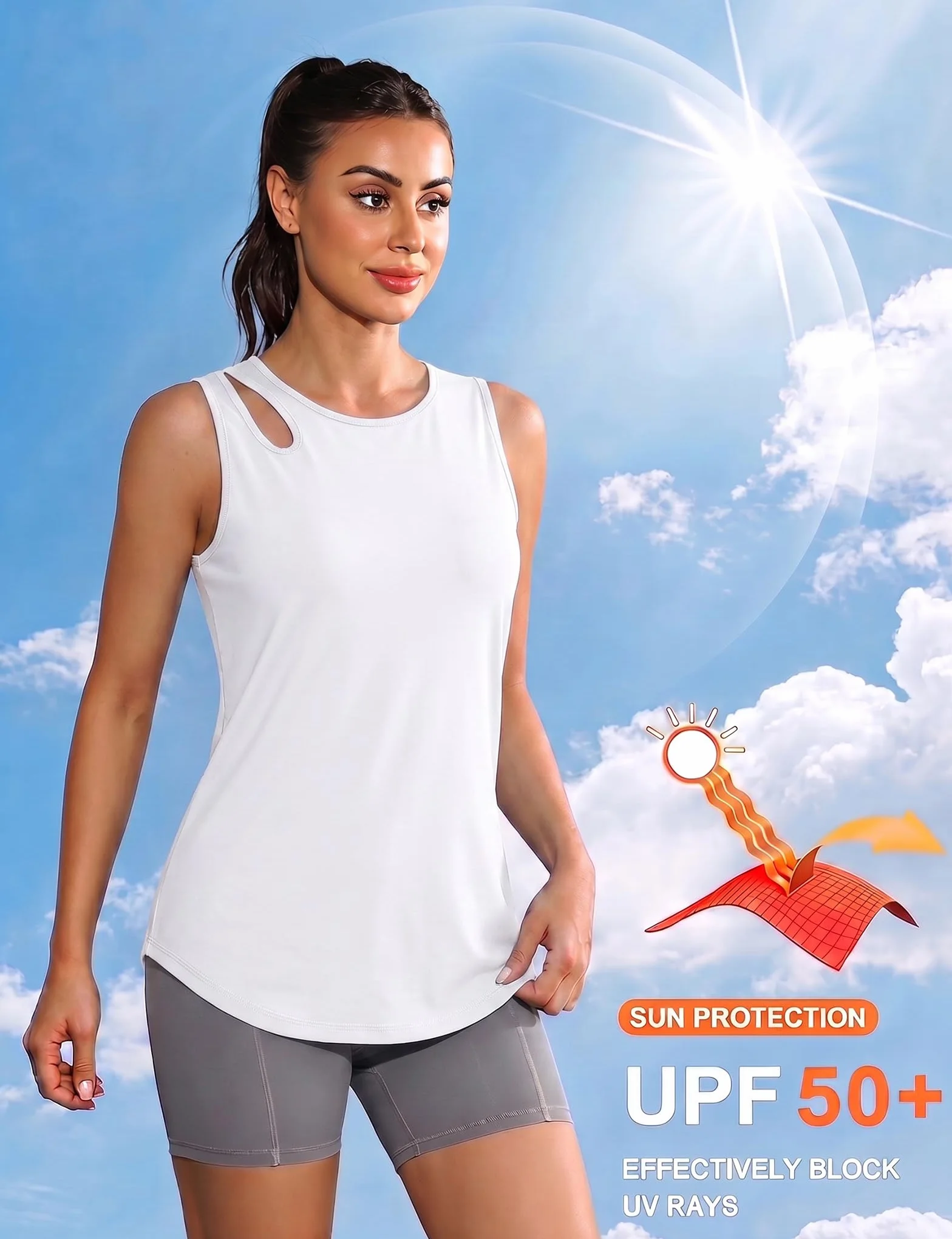 Camiseta Tirantes Mujer Deportiva Cuello Redondo sin Mangas Ligero Transpirable
