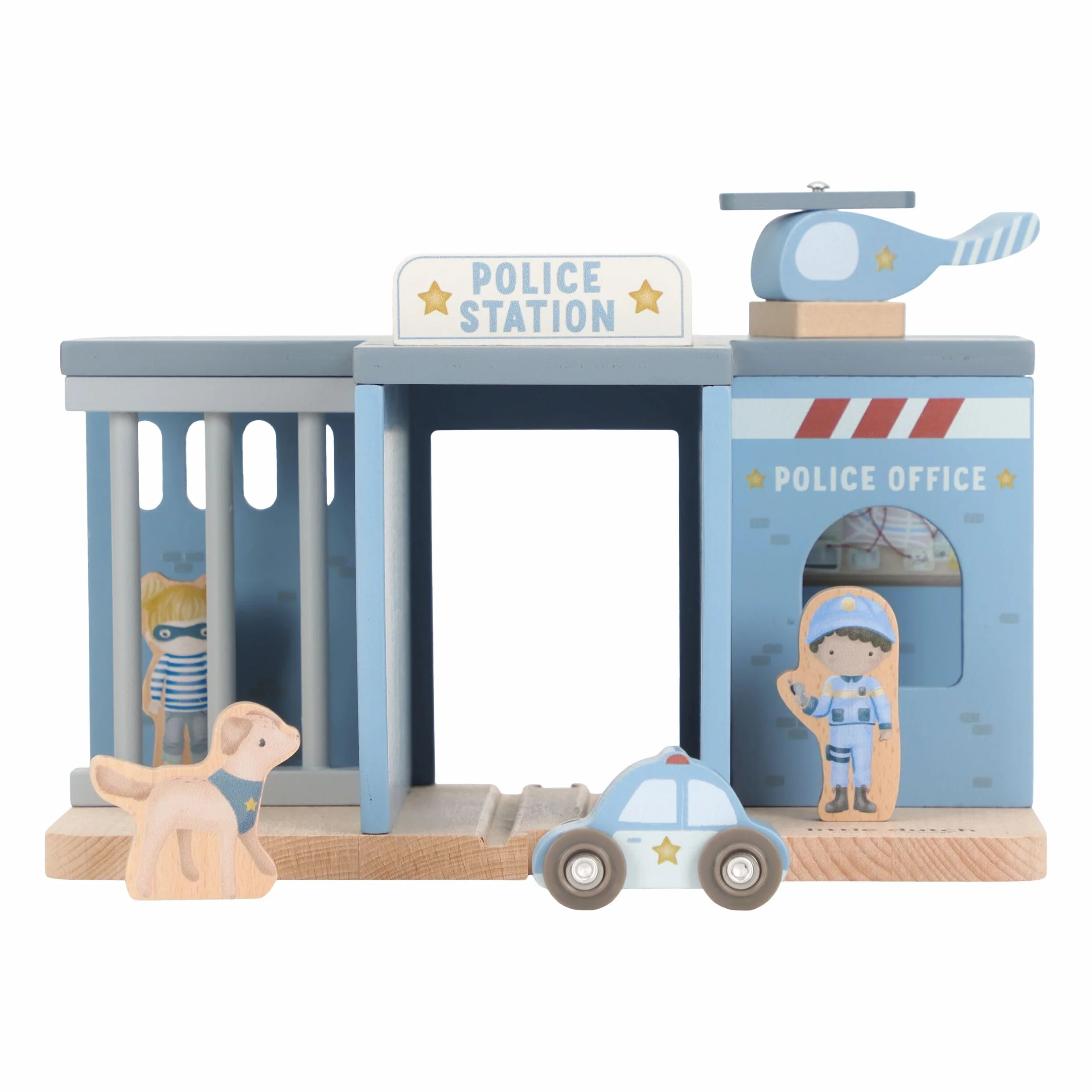 Little Dutch 2539 casa de madera de la estación de policía con accesorios - azul
