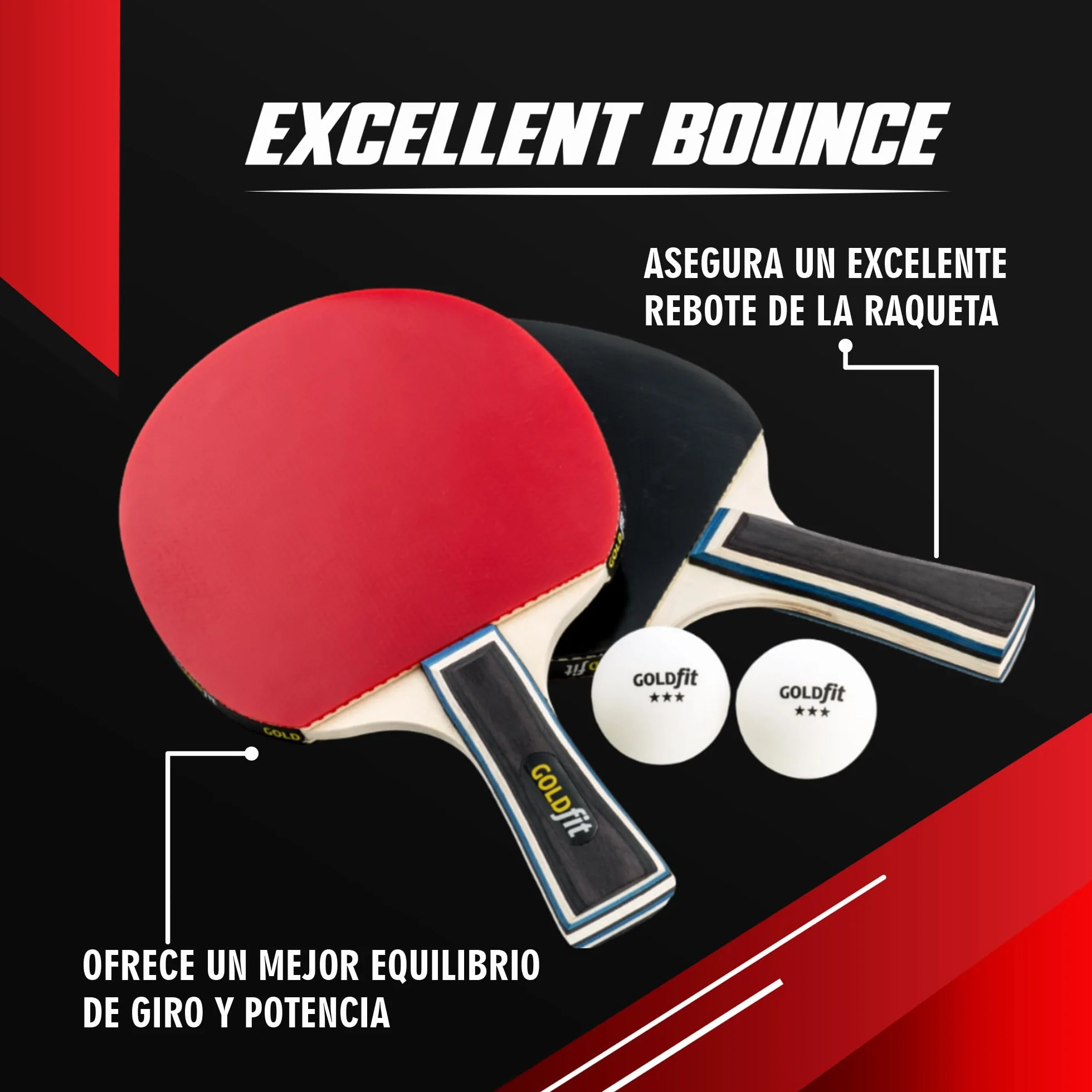 Set de 2 Raquetas de Ping Pong Profesional con 3 Pelotas y Funda