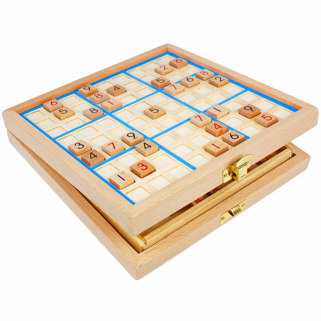 Andux Zone Sudoku Tablero 3-en-1 De Madera Número de Lugar Juguete SD-03 Azul