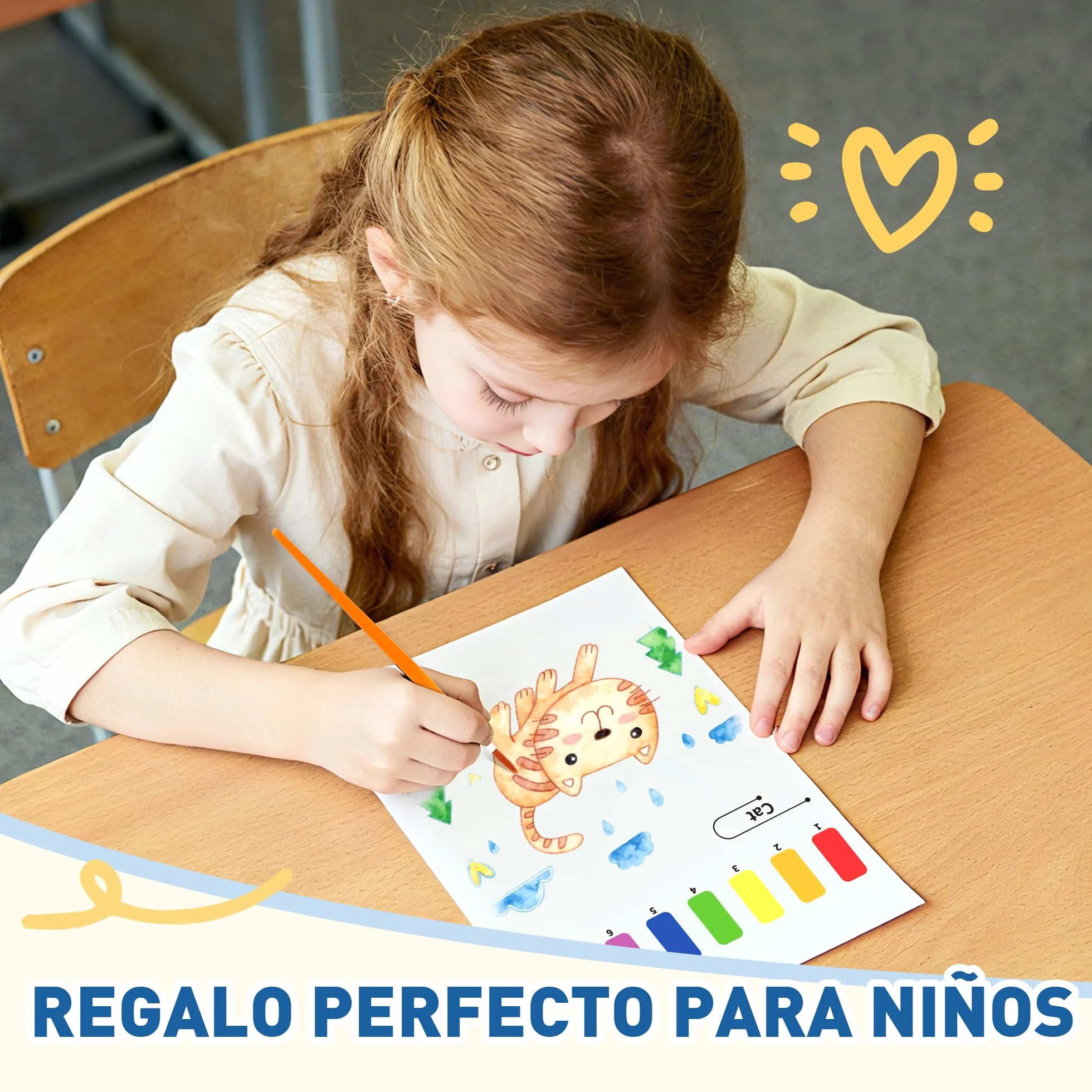 YPLUS Pintura con Libros de Agua para Niños Pequeños，Papel de Acuarela para Edades de 1 a 4 años，Regalo de Arte Artesanal con Pincel e Ilustraciones de Animales Incluidas