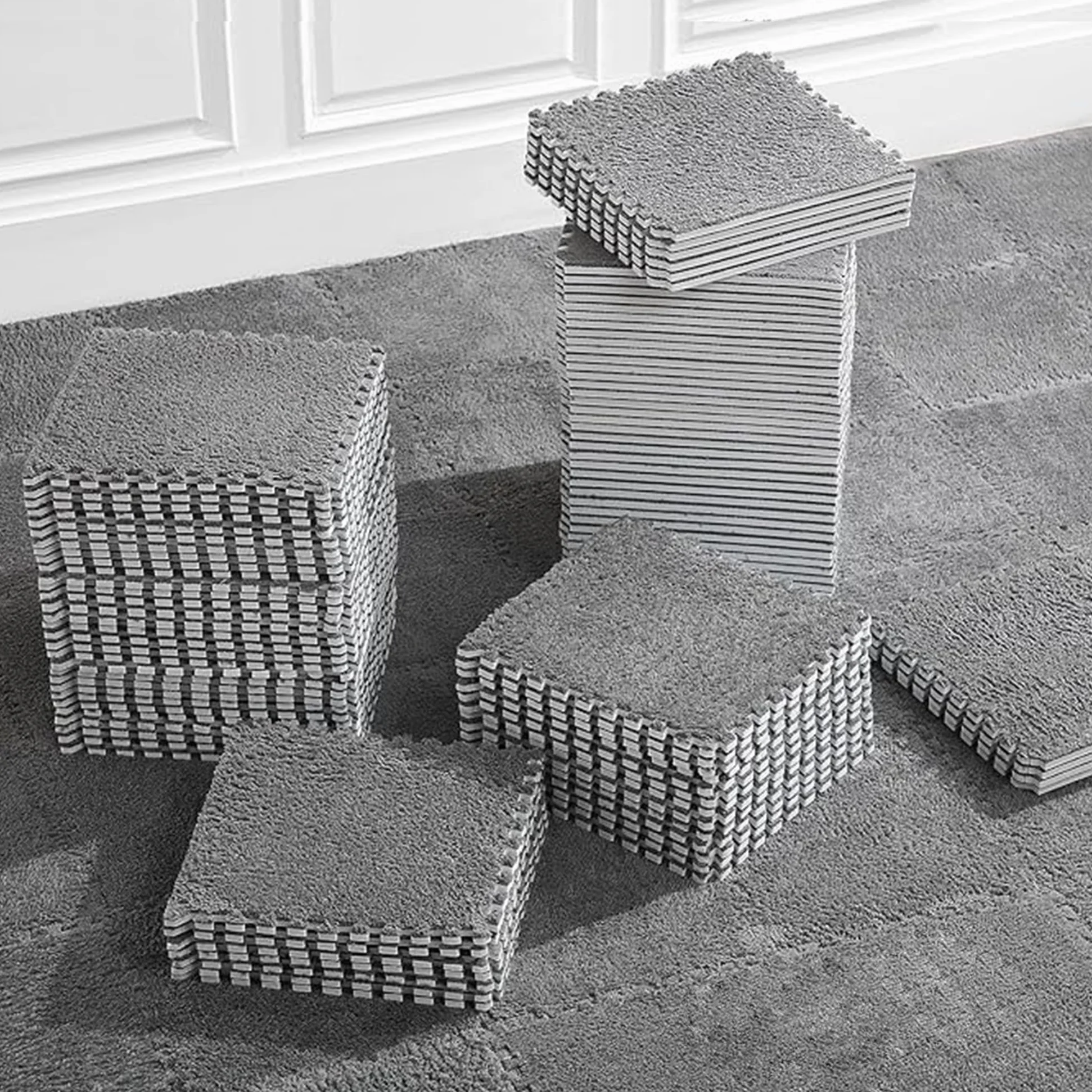 Alfombra de espuma de felpa 30x30 cm 12 piezas entrelazables para jugar