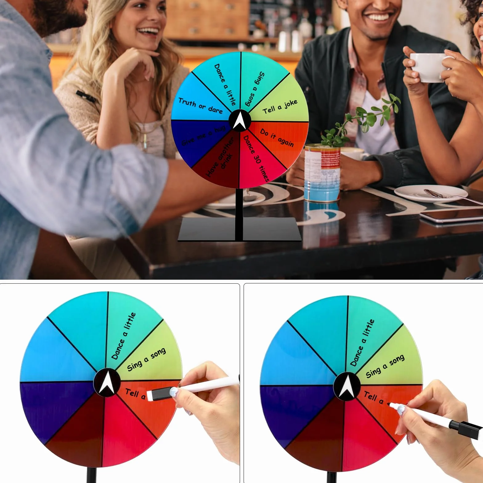 Rueda de la fortuna para girar, juguete de rueda de la fortuna de 20 cm, rueda de premios giratoria, rueda de premios giratoria para carnaval, medición, rueda de ruleta antideslizante de juego con