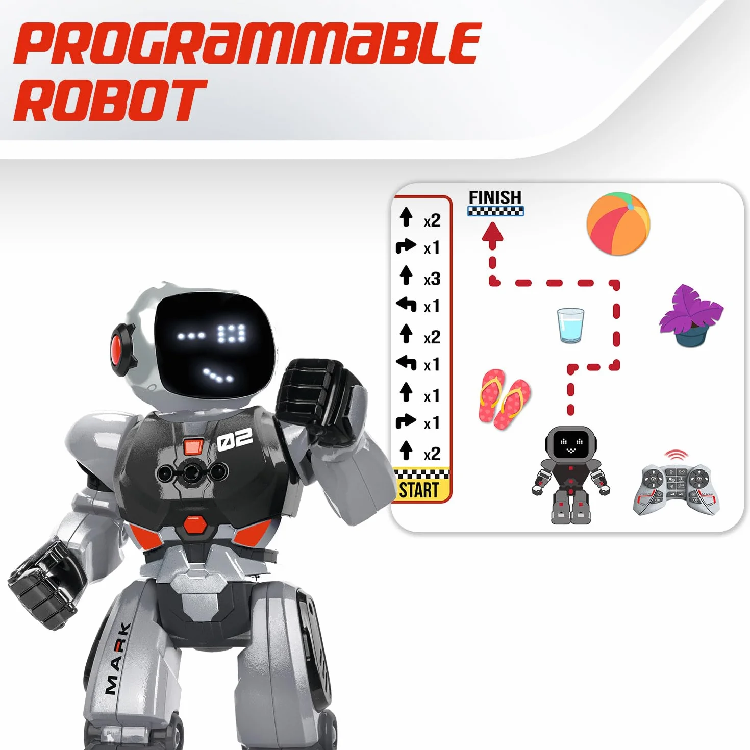 Xtrem Bots - Mark | Robot Juguete | Robot Niños 20 Expresiones Faciales Y Programable | Robots Inteligente Y Teledirigido | Juguetes Niño 5 Años O Más | Robotica para Niños | Regalo Niño 5 Años