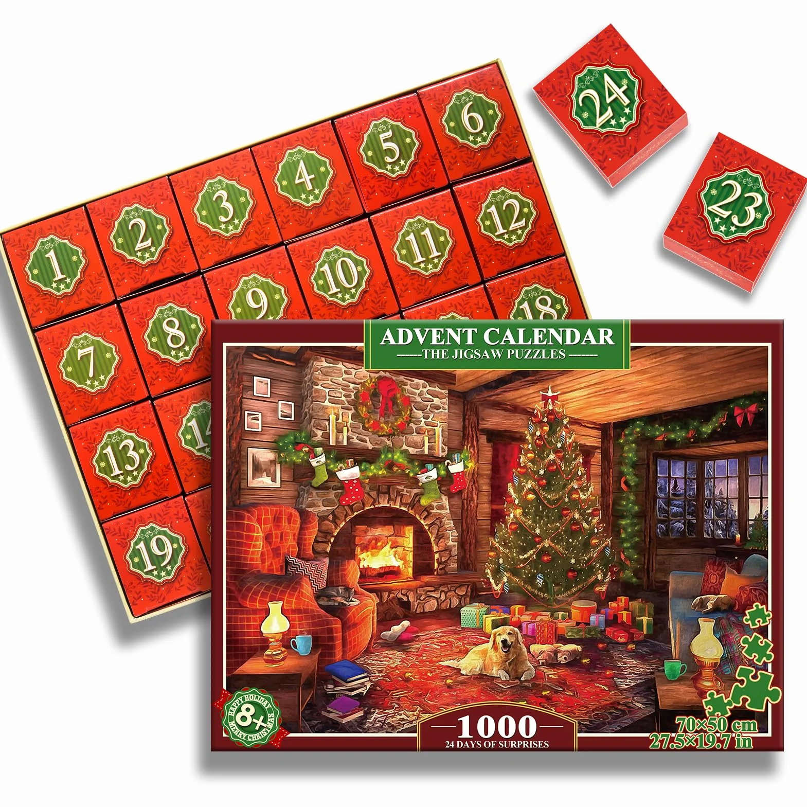 HappyGoLucky Calendario Adviento 2025 Adultos, Puzzle 1000 Piezas Adultos Regalo Navidad para Mujer Hombre y Niño Niña Calendarios de Adviento Adolescentes Regalos Originales para Amigas Parejas
