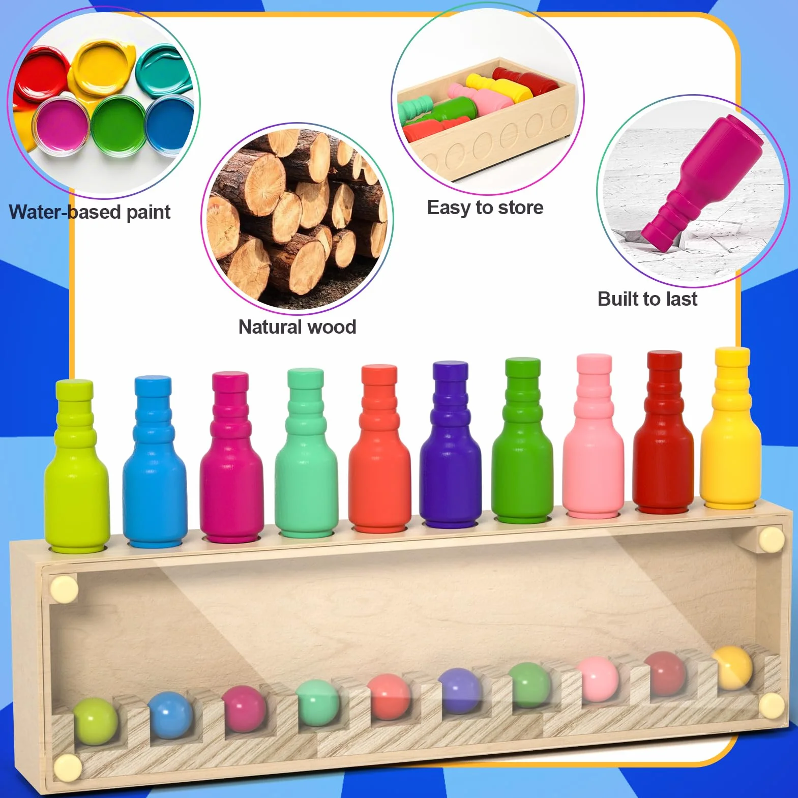 Uping Juegos de Mesa Niños Adulto para Fiesta Juguete Emparejar Colores de Madera Regalo Niño 6 Años o más y Adultos