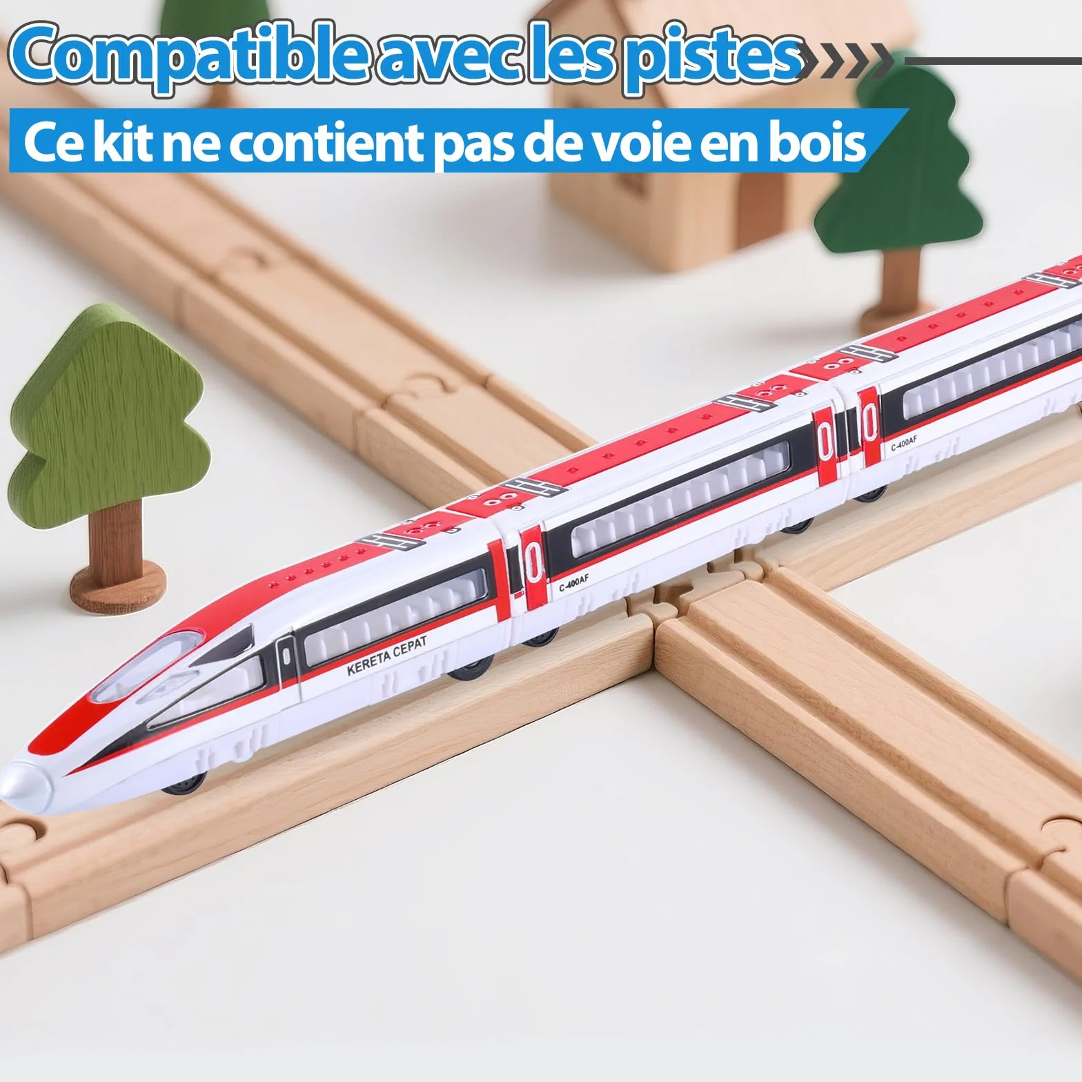 VBACALA Tren de Juguete Magnético para Niños, 4 Piezas con Locomotoras y Vagones, Juego Educativo con Función de Retroceso, Regalo Ideal para Pequeños Conductores para Niños +3 Años