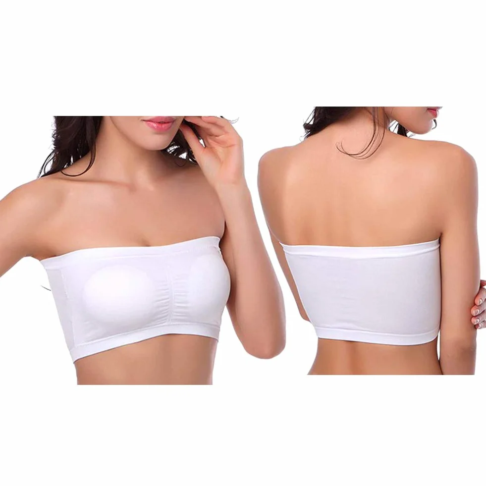 Lemef Sujetador sin Tirantes sin Costuras Bandeau Elástica con Rellenos Extraíbles para Mujer