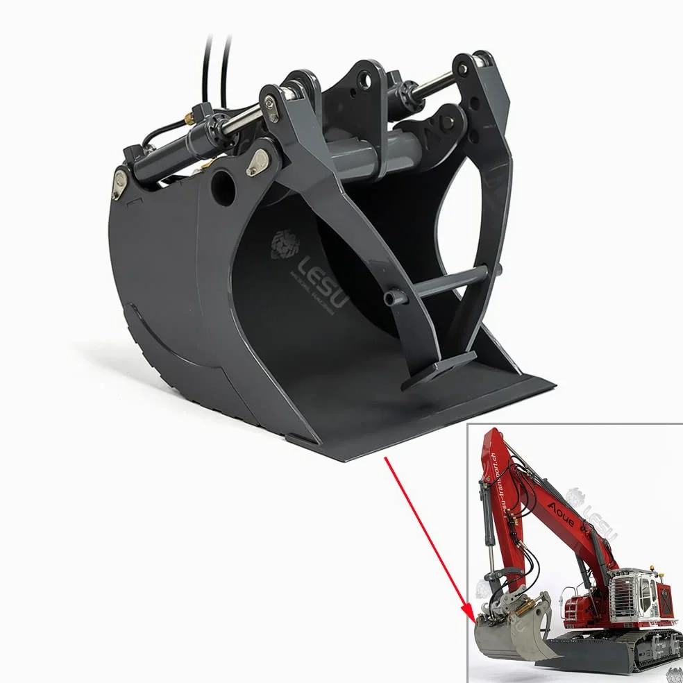 1/14 Metal pintado cubo de agarre para LESU ET35 excavadora RC hidráulica modelo piezas