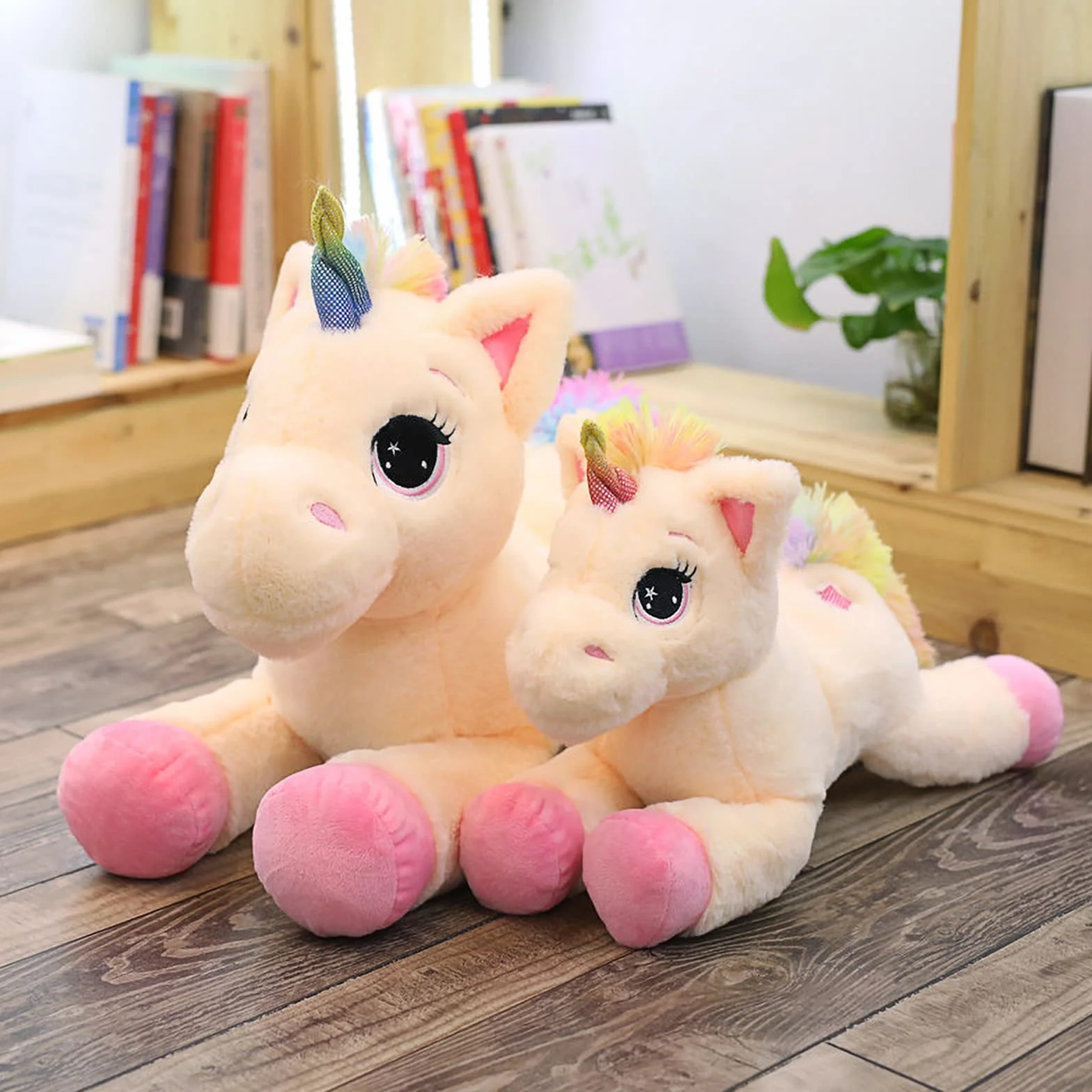 Trayosin Peluche de unicornio de 40/60 cm de alto, muy suave, con unicornio, para niños, niñas, regalo (beige y rosa, 40 cm)